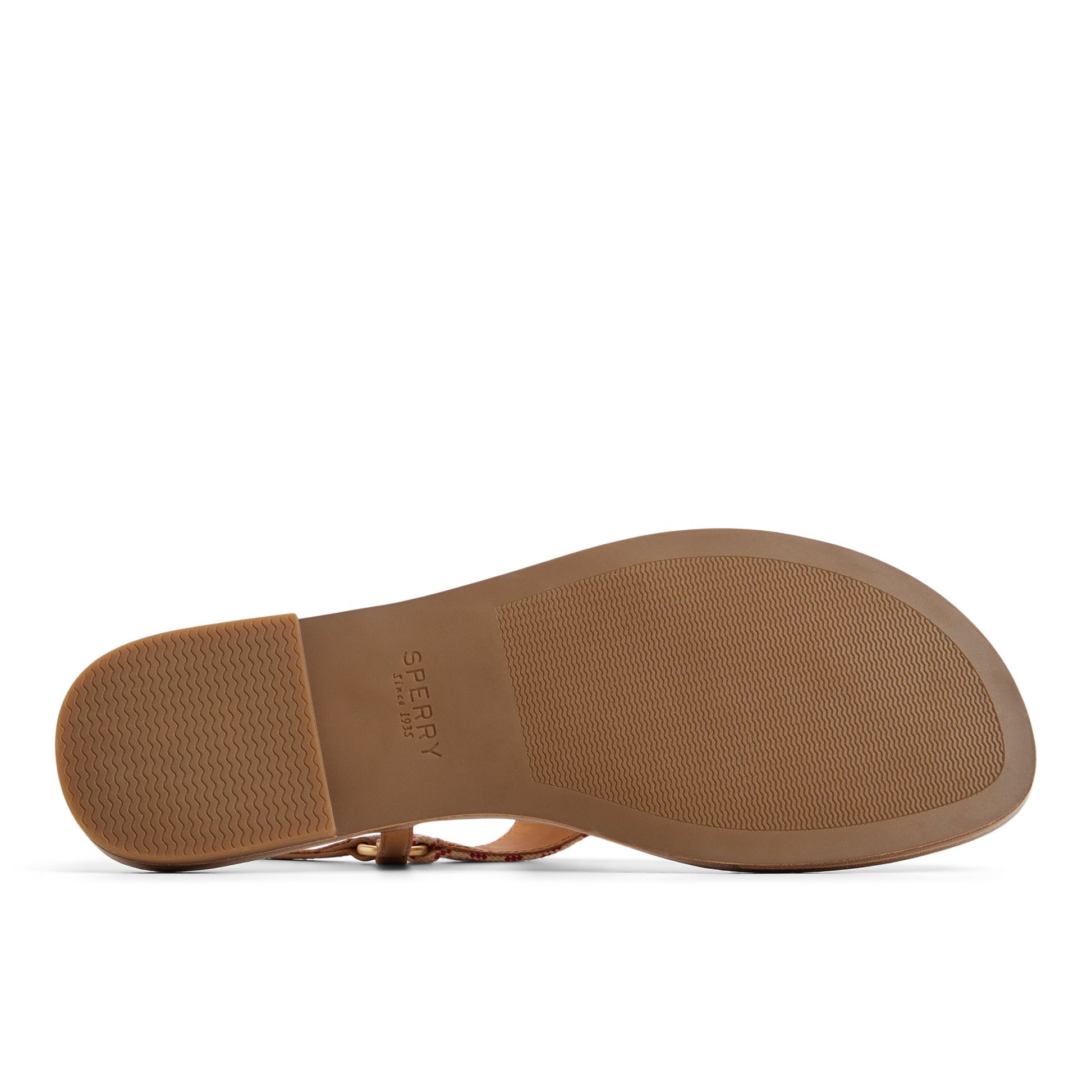 Close-up of the Red/White Riva T-bar Sandal T-Strap Flat Sandals