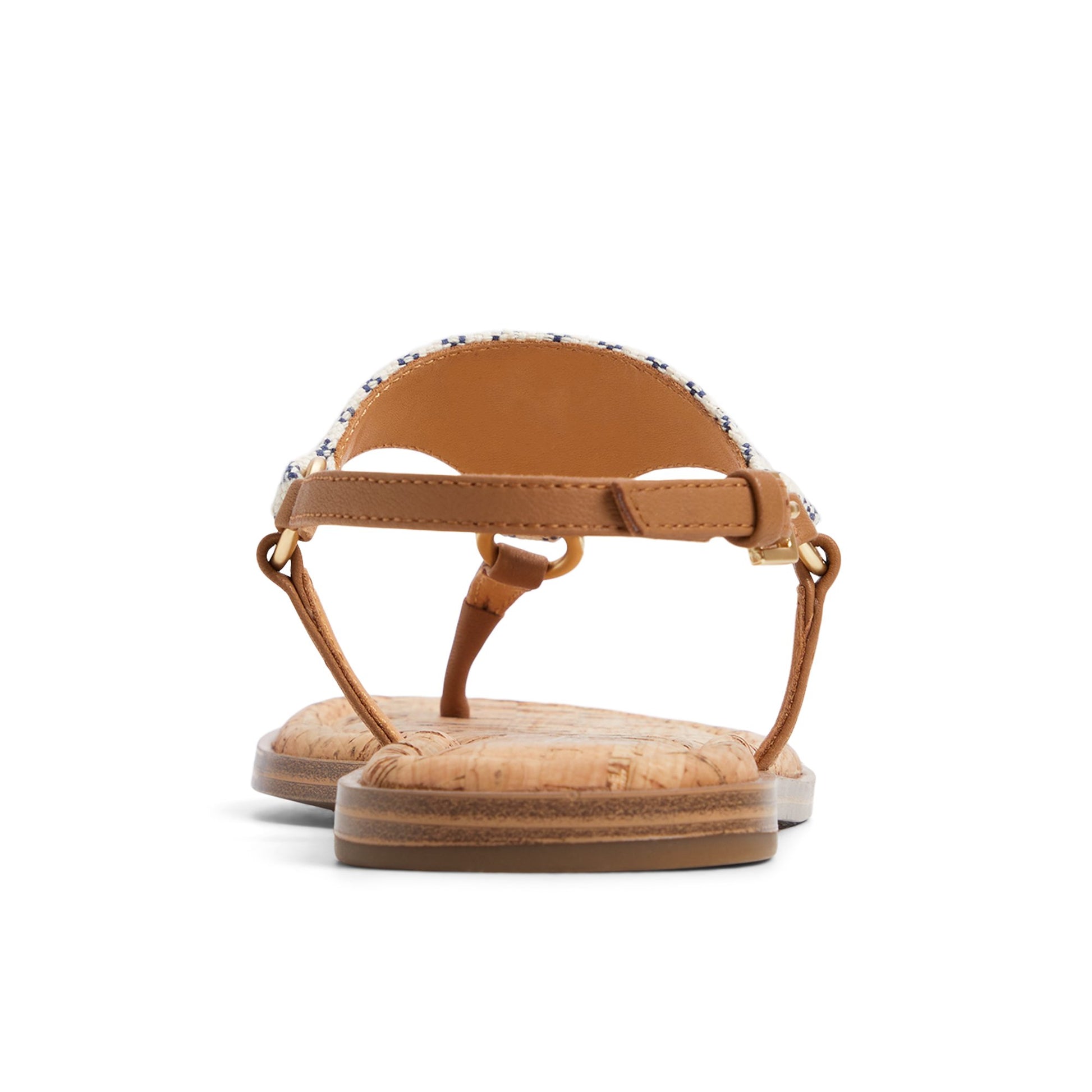 Three-quarter angle of Blue/White Combo Riva T-bar Sandal T-Strap Flat Sandals's front side