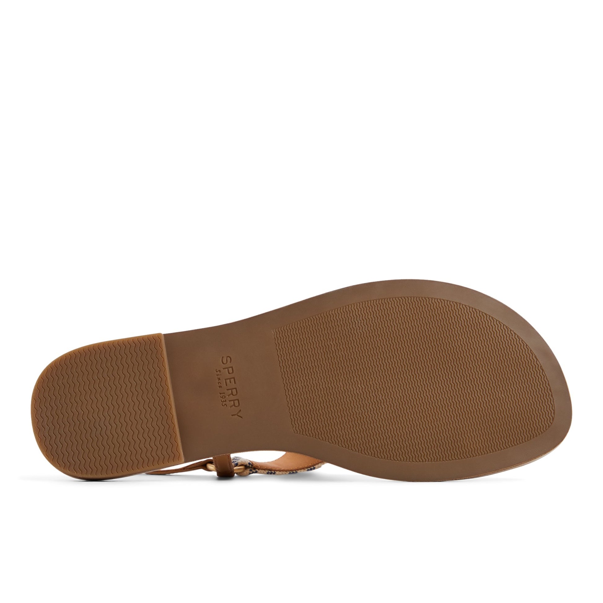 Close-up of the Blue/White Combo Riva T-bar Sandal T-Strap Flat Sandals