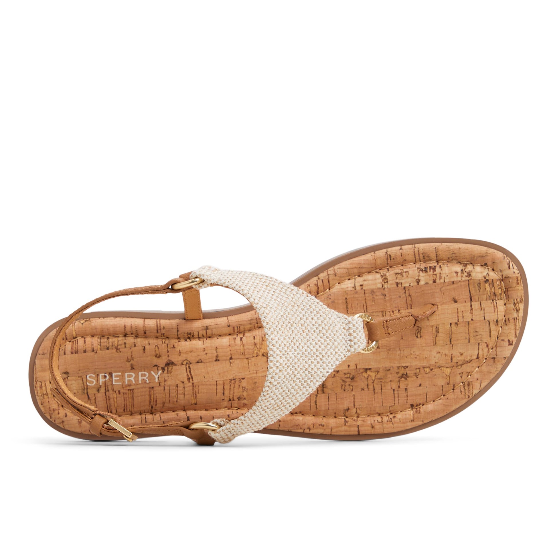 Top-down view of the White Combo Riva T-bar Sandal T-Strap Flat Sandals