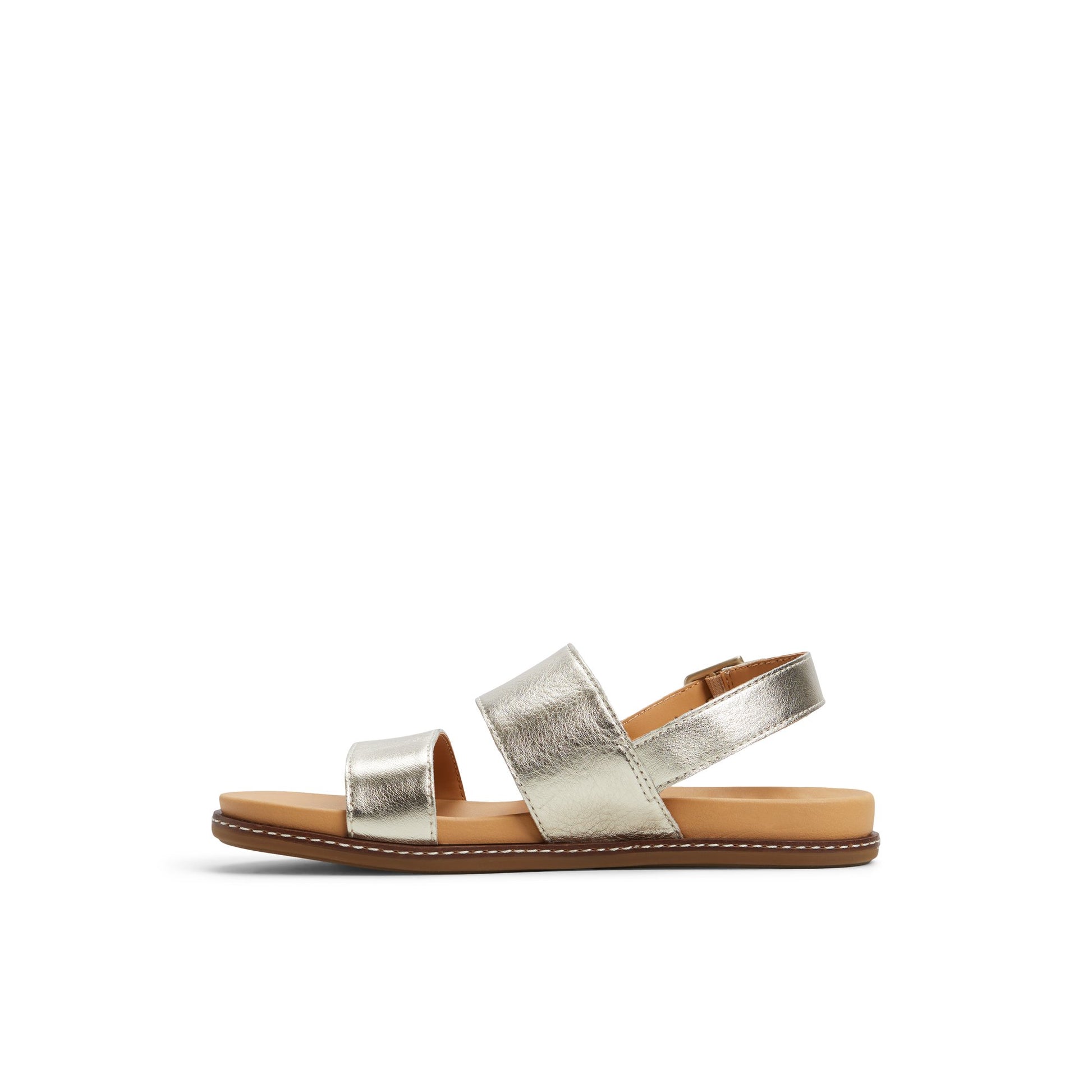Three-quarter angle of Gold Waveside Backstrap Sandal Slide Sandals's back side