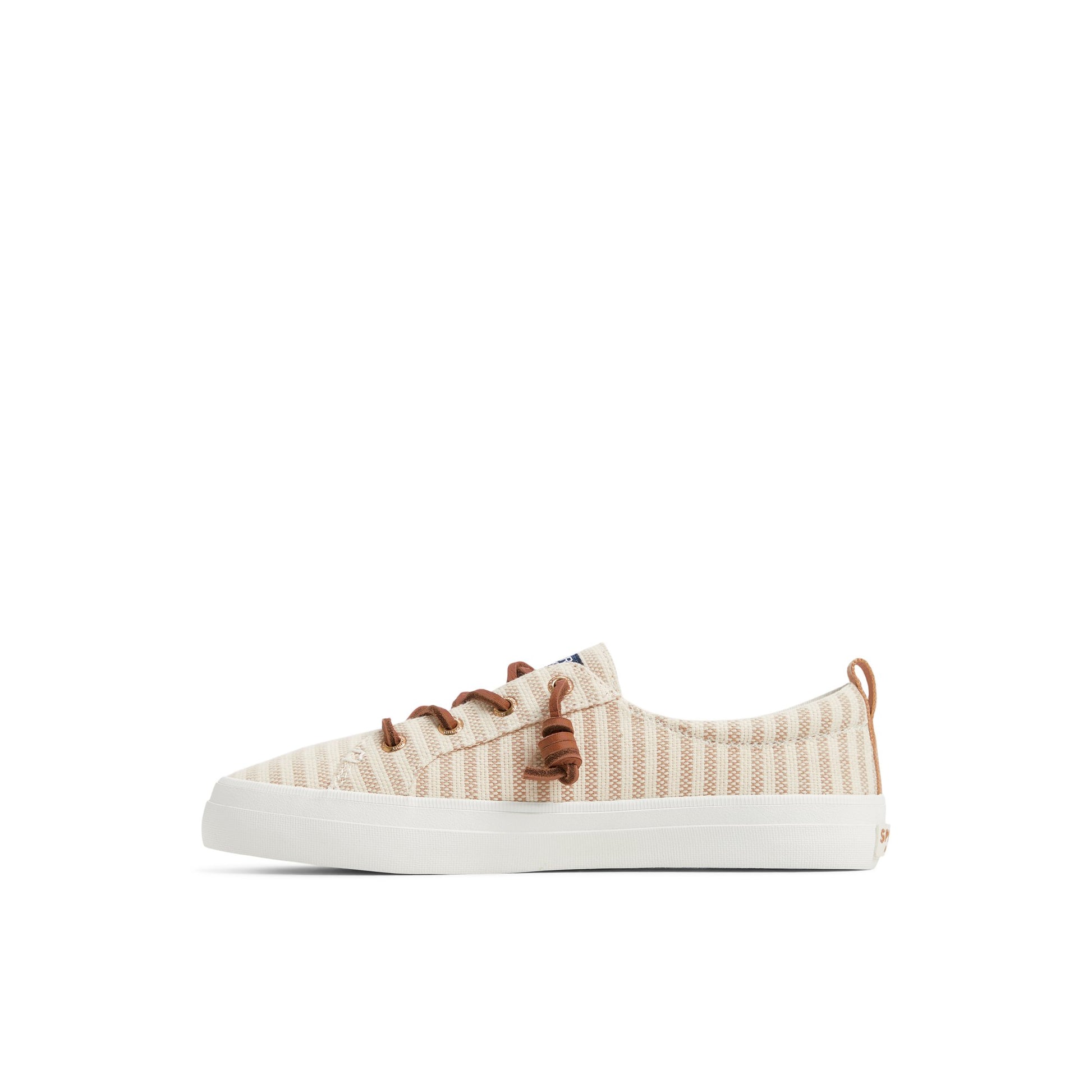 Three-quarter angle of White/Bone Crest Vibe Sneaker Low Top Sneakers's back side