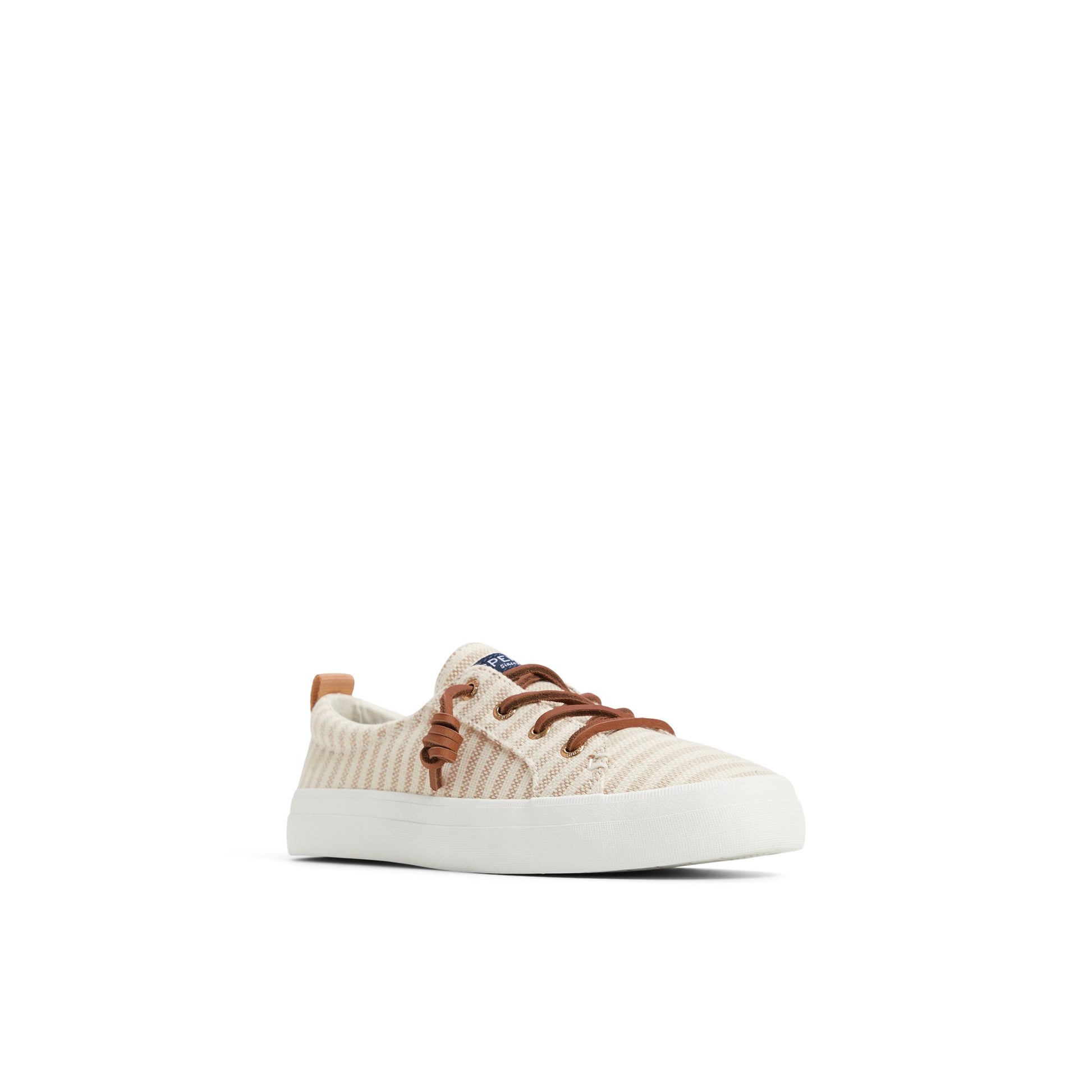 Side view of White/Bone Crest Vibe Sneaker Low Top Sneakers