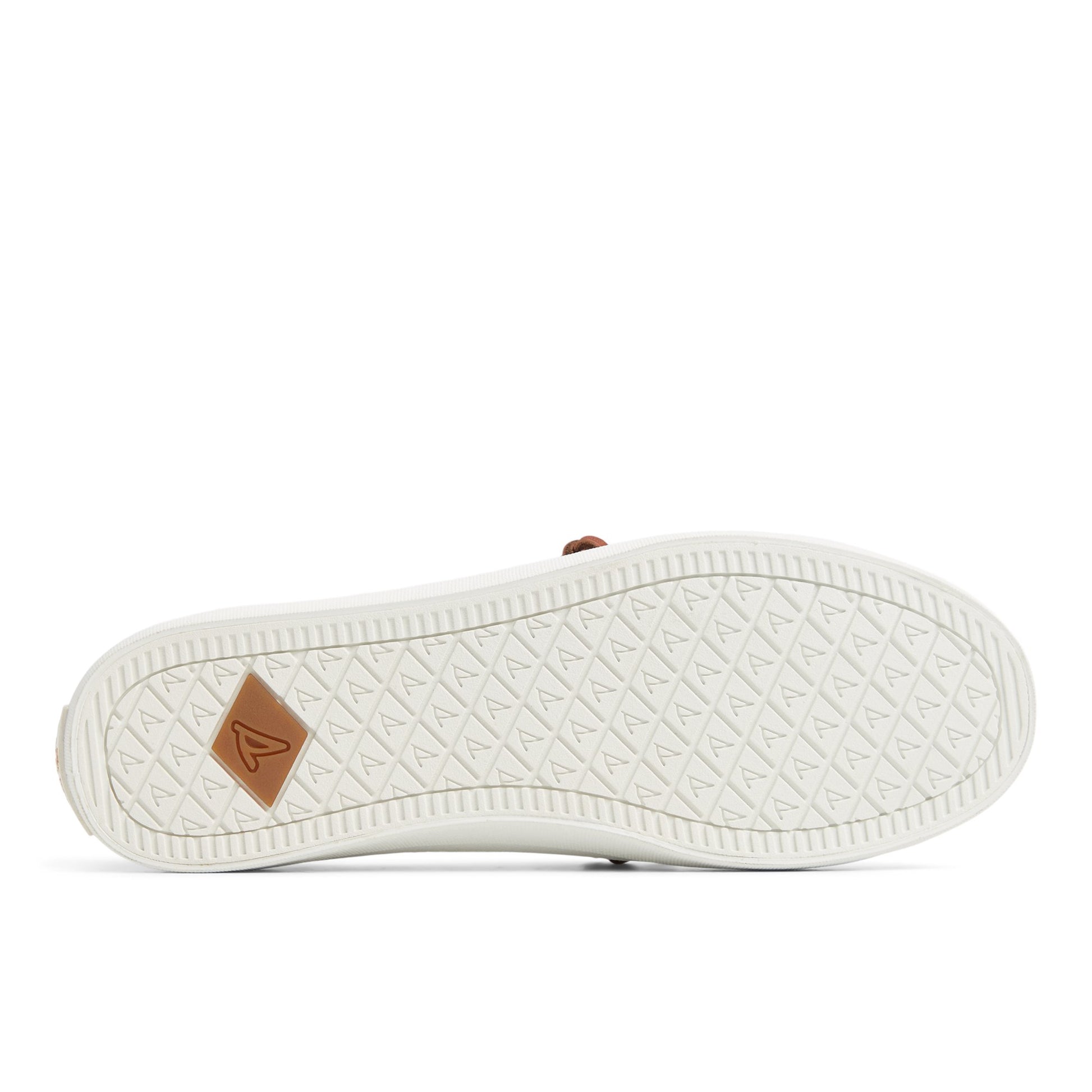 Close-up of the White/Bone Crest Vibe Sneaker Low Top Sneakers