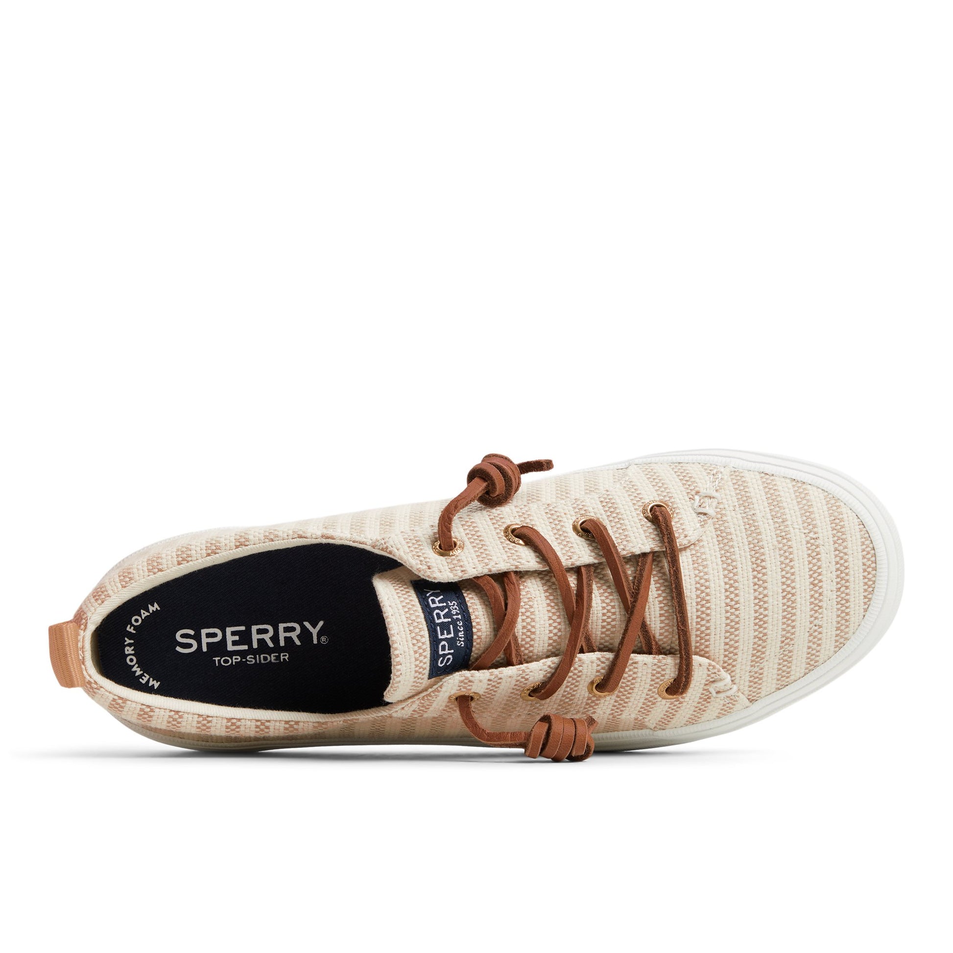 Top-down view of the White/Bone Crest Vibe Sneaker Low Top Sneakers