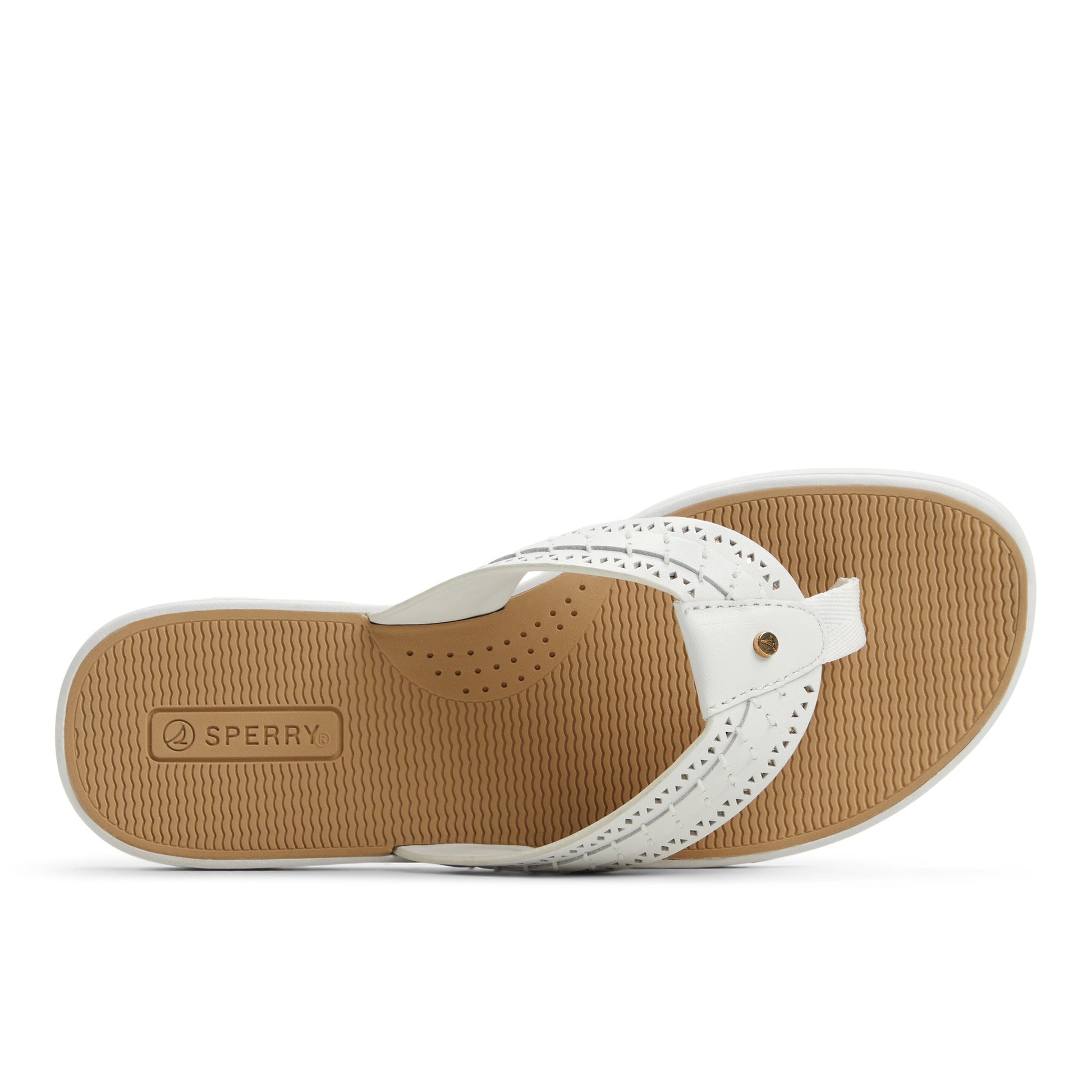 Top-down view of the White Seafish 3 Flip Flop Sandal Flip Flop Thong Sandals