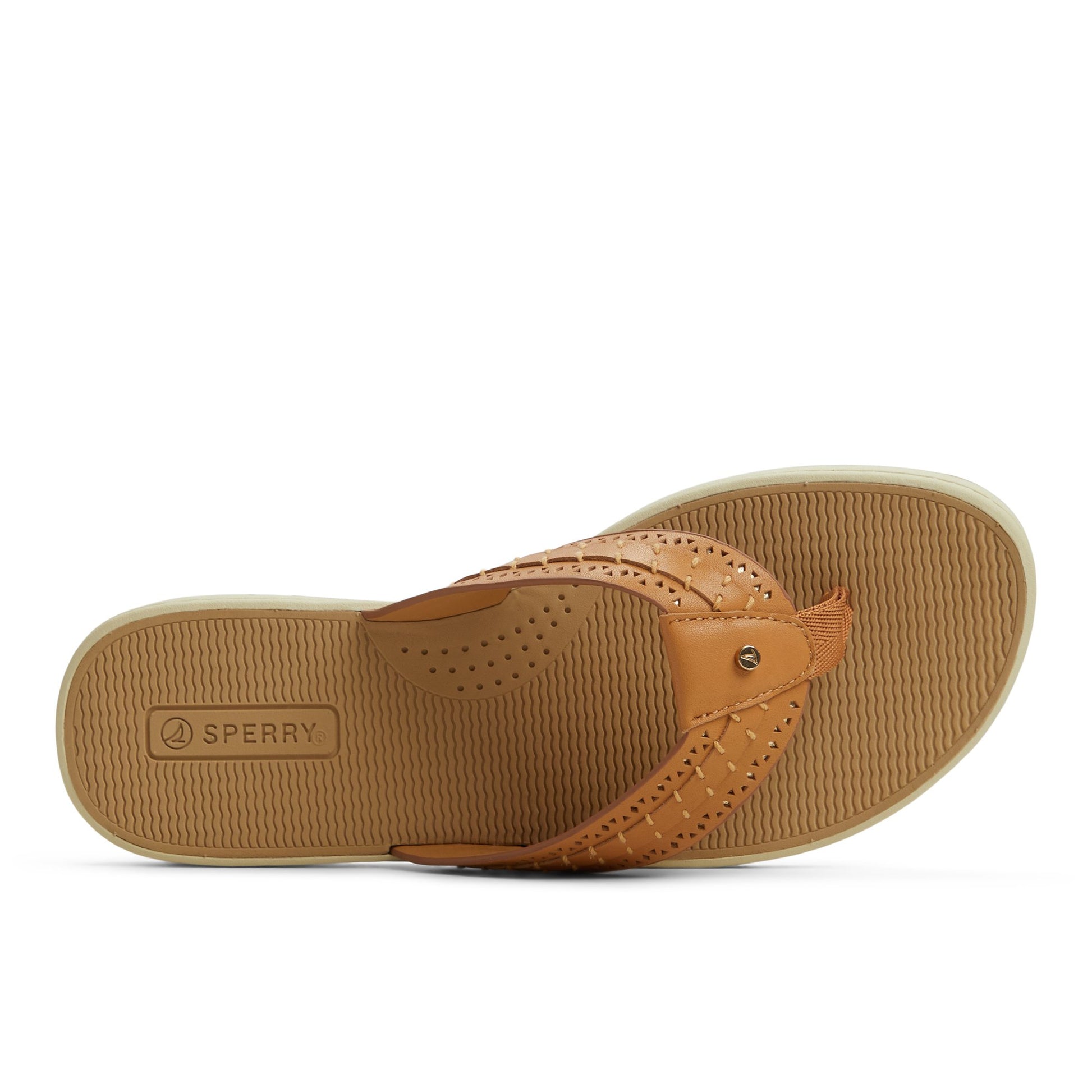 Top-down view of the Tan Seafish 3 Flip Flop Sandal Flip Flop Thong Sandals