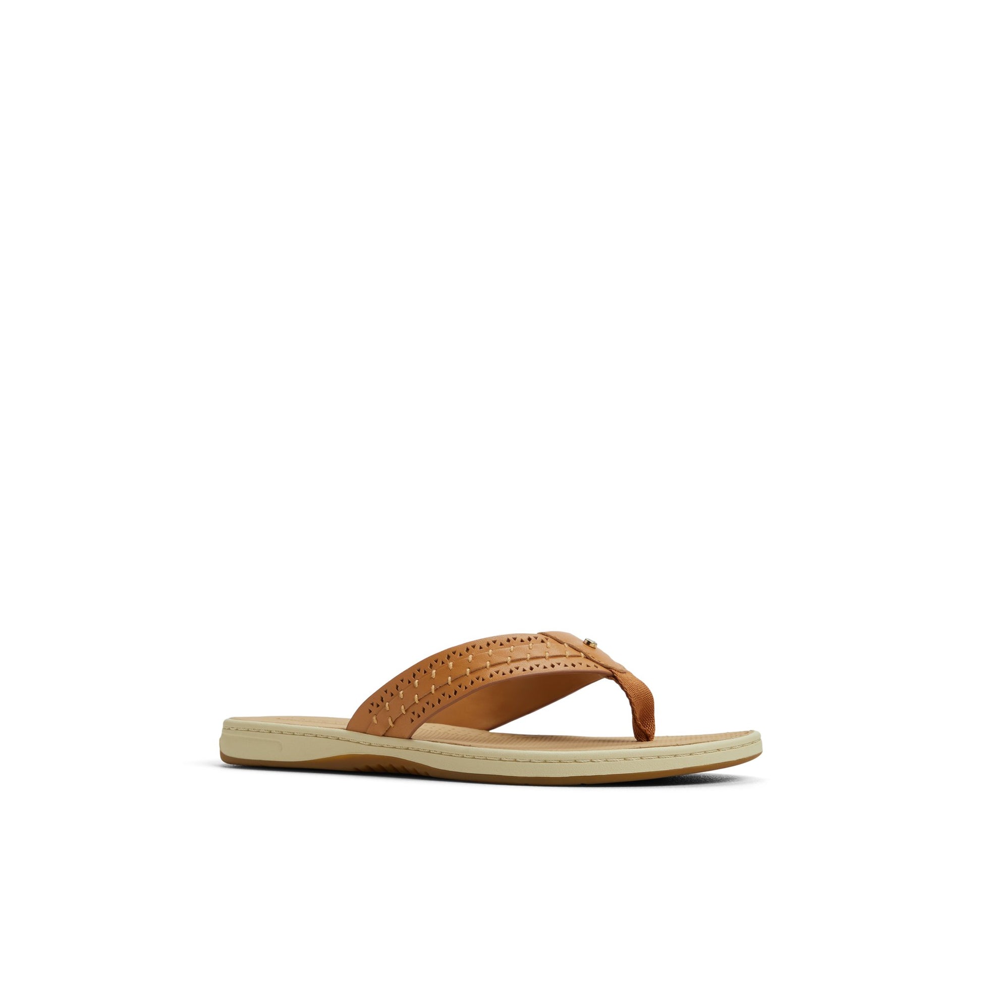 Side view of Tan Seafish 3 Flip Flop Sandal Flip Flop Thong Sandals