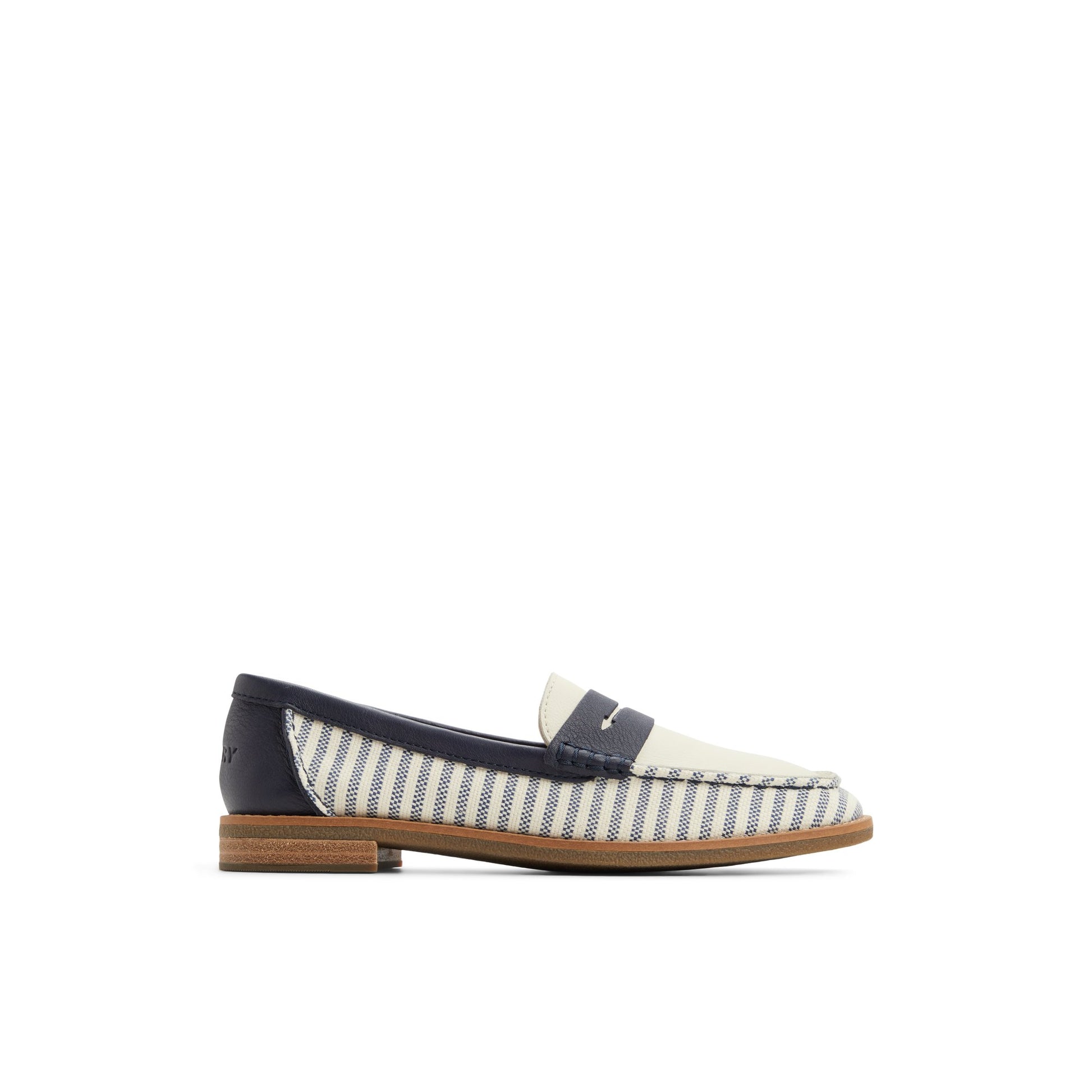 Main View of White/Navy Seaport Penny Loafer Penny Loafer for Womens