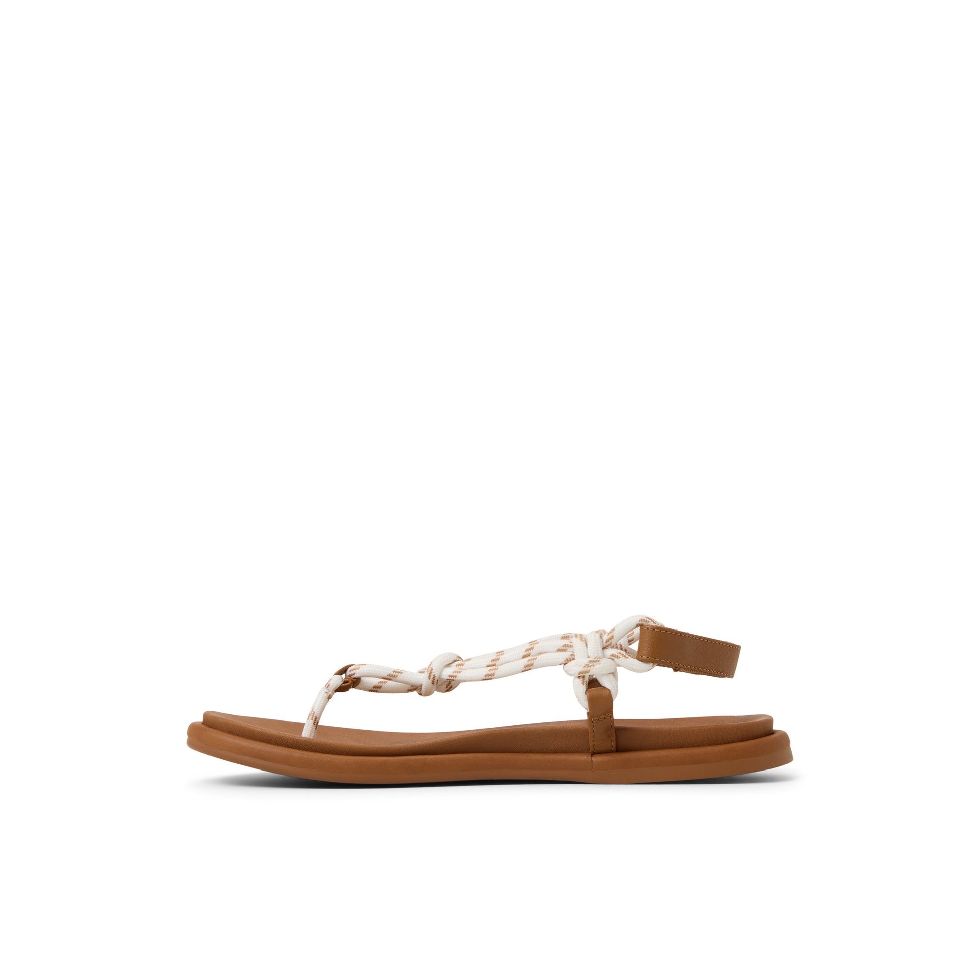 Three-quarter angle of White Isla T-bar Sandals T-Strap Flat Sandals's back side