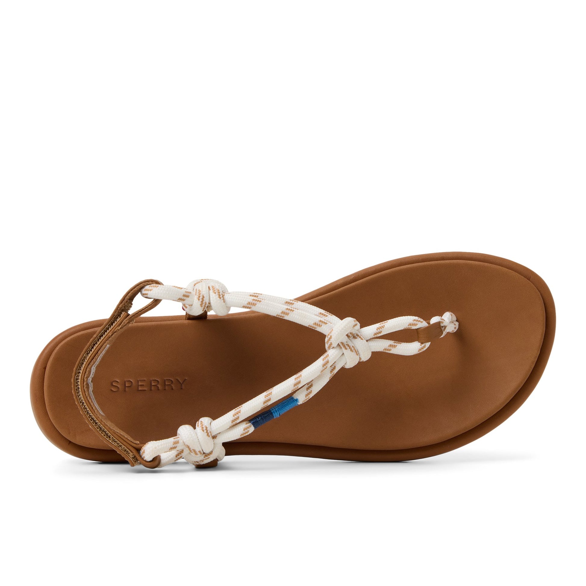 Top-down view of the White Isla T-bar Sandals T-Strap Flat Sandals