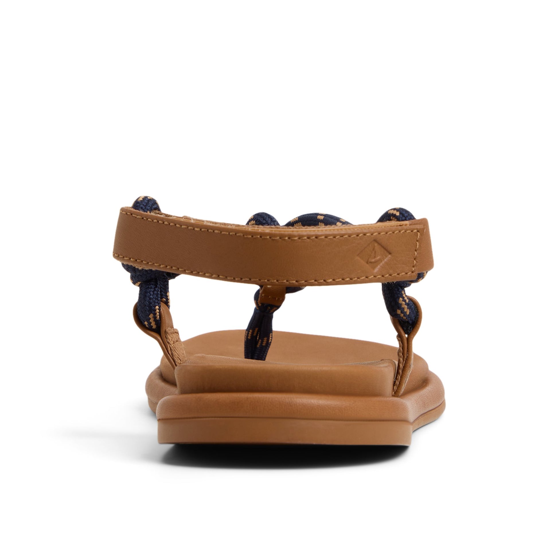 Three-quarter angle of Navy Isla T-bar Sandals T-Strap Flat Sandals's front side