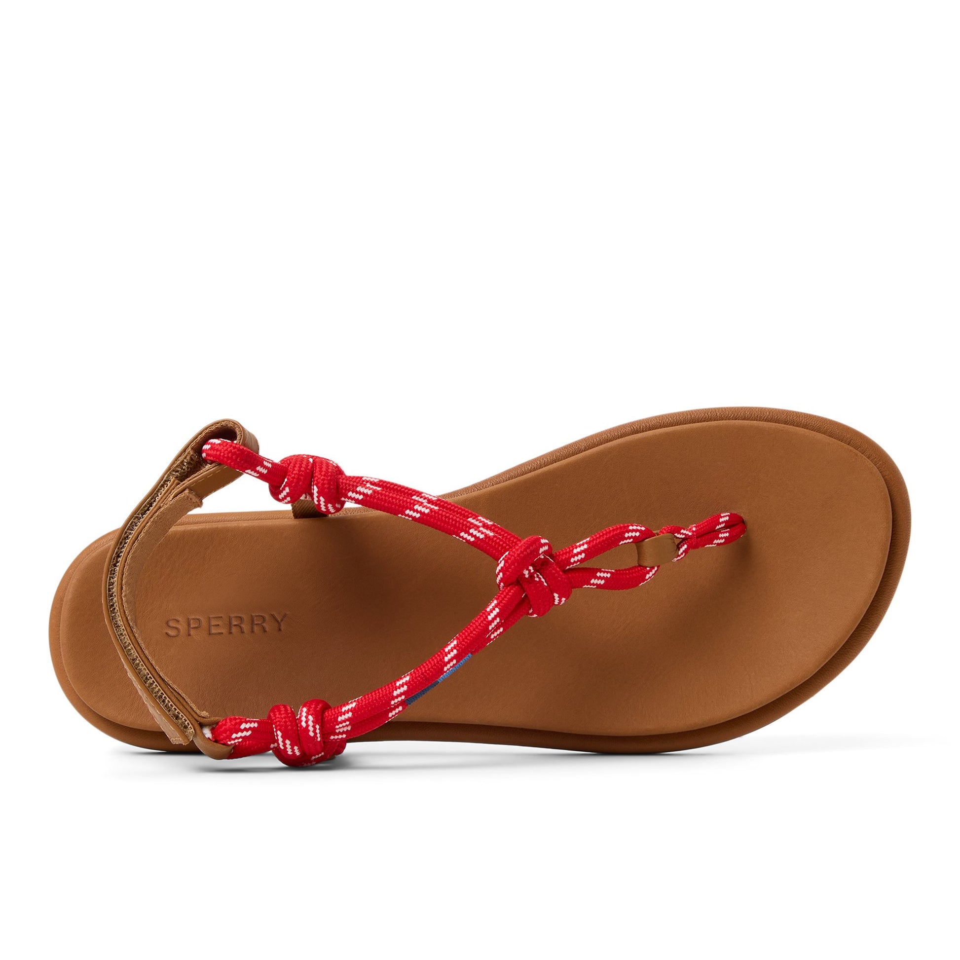 Top-down view of the Red Isla T-bar Sandals T-Strap Flat Sandals