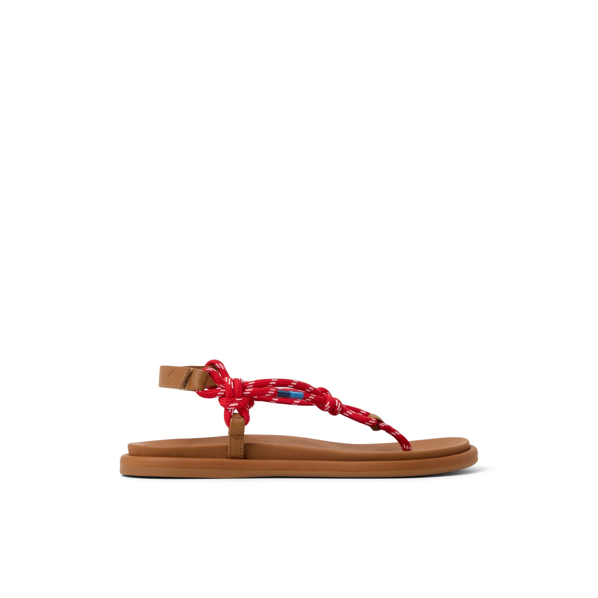 Main View of Red Isla T-bar Sandals T-Strap Flat Sandals for Womens