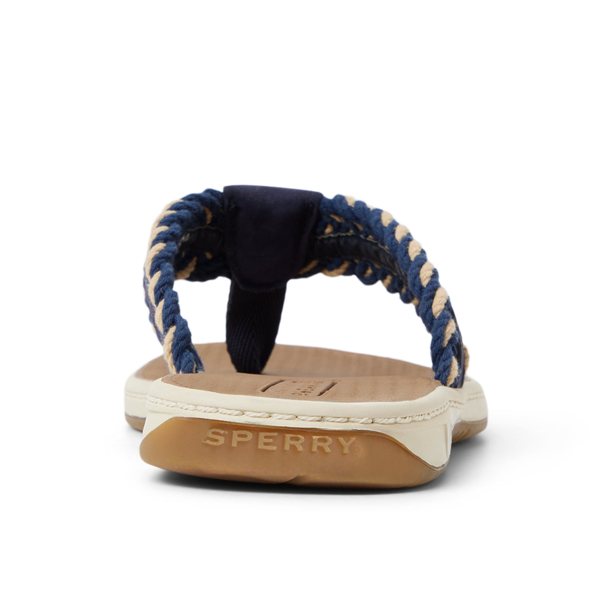 Three-quarter angle of Navy Ponyfish Sandal Flip Flop Thong Sandals's front side