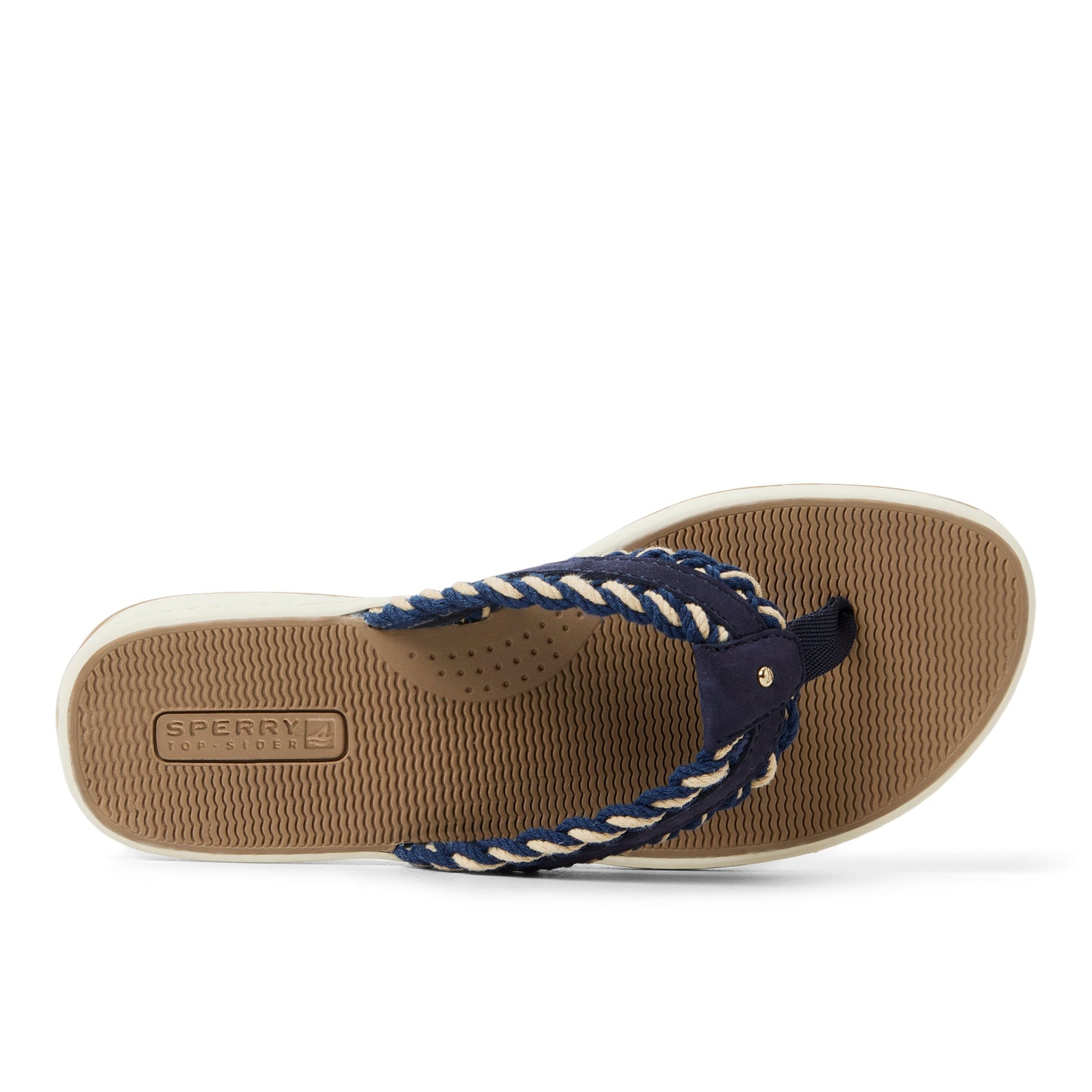 Top-down view of the Navy Ponyfish Sandal Flip Flop Thong Sandals