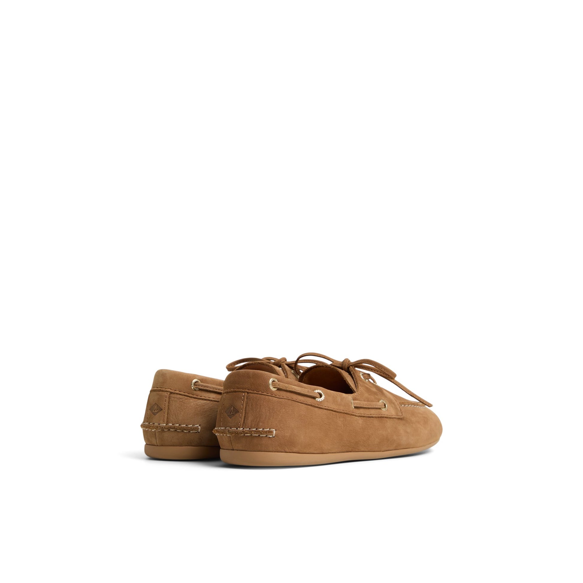 Three-quarter angle of Tan Sperry x Aritzia Slim Boat Shoe Boat Shoes's front side