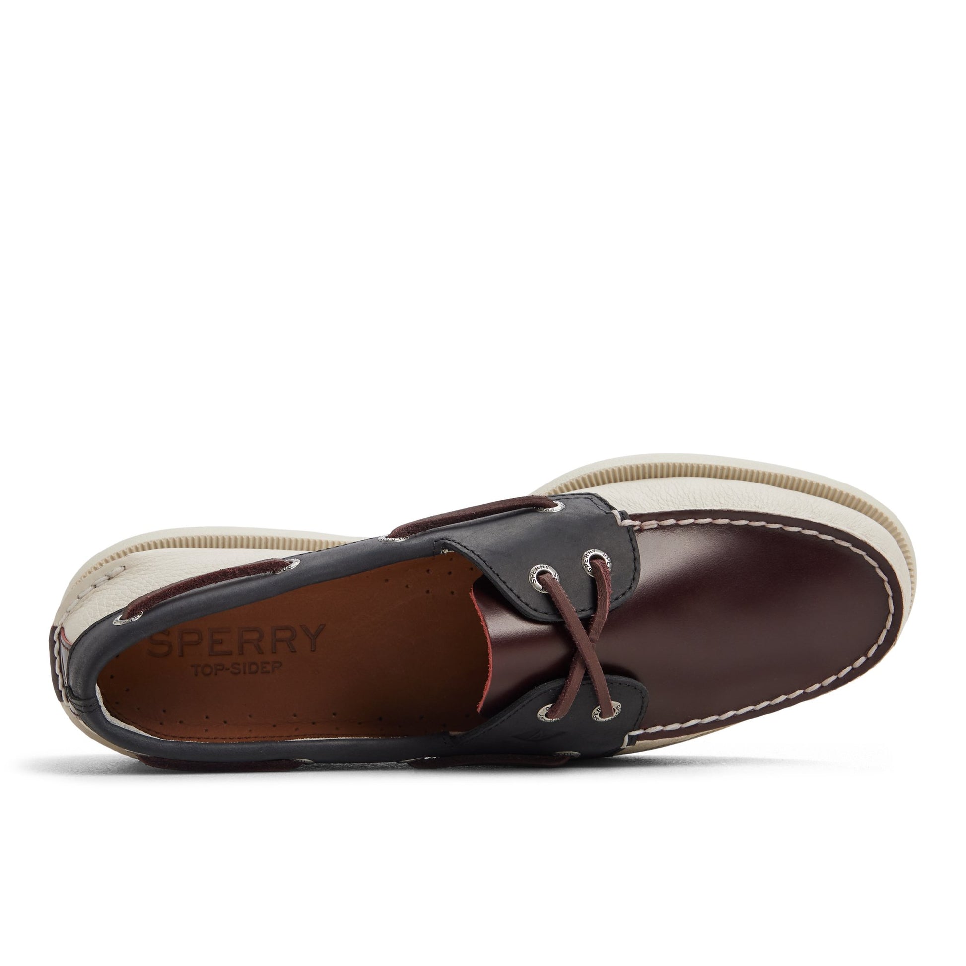 Top-down view of the White Combo Authentic Original™ 2-Eye Boat Shoe Boat Shoes