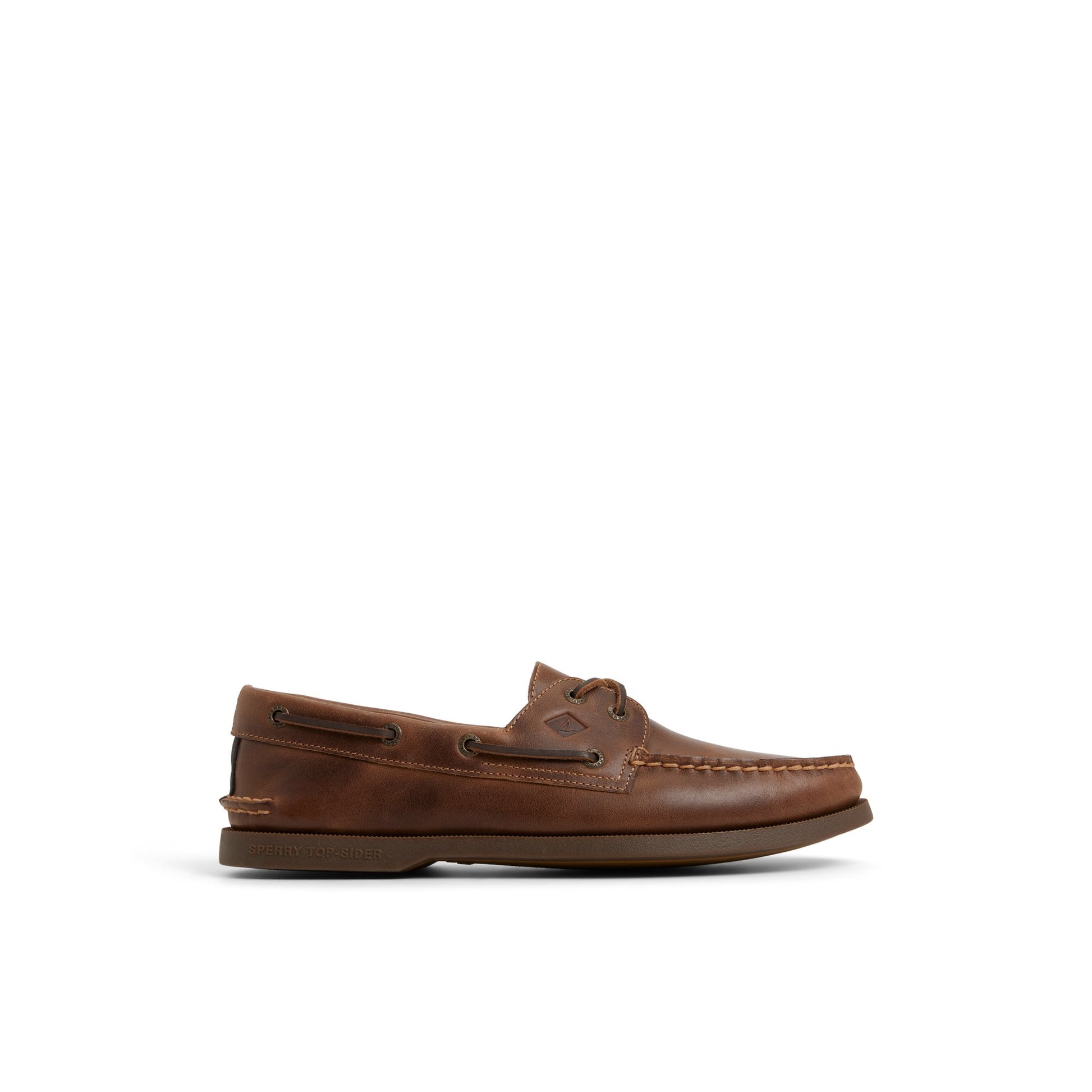 Main View of Medium Brown Authentic Original™ 2-Eye Lace Boat Shoe Boat Shoes for Mens