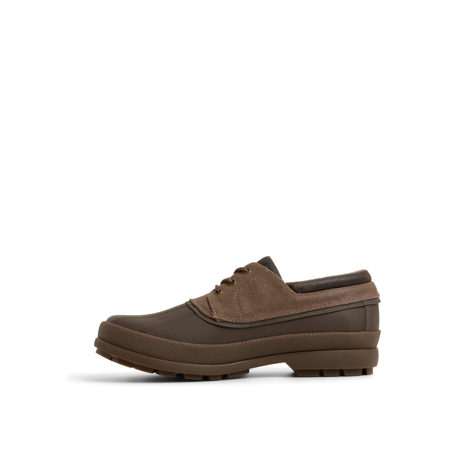 Three-quarter angle of Taupe Coldbay 3 Eye Duck Shoes Winter Duck Boots's back side