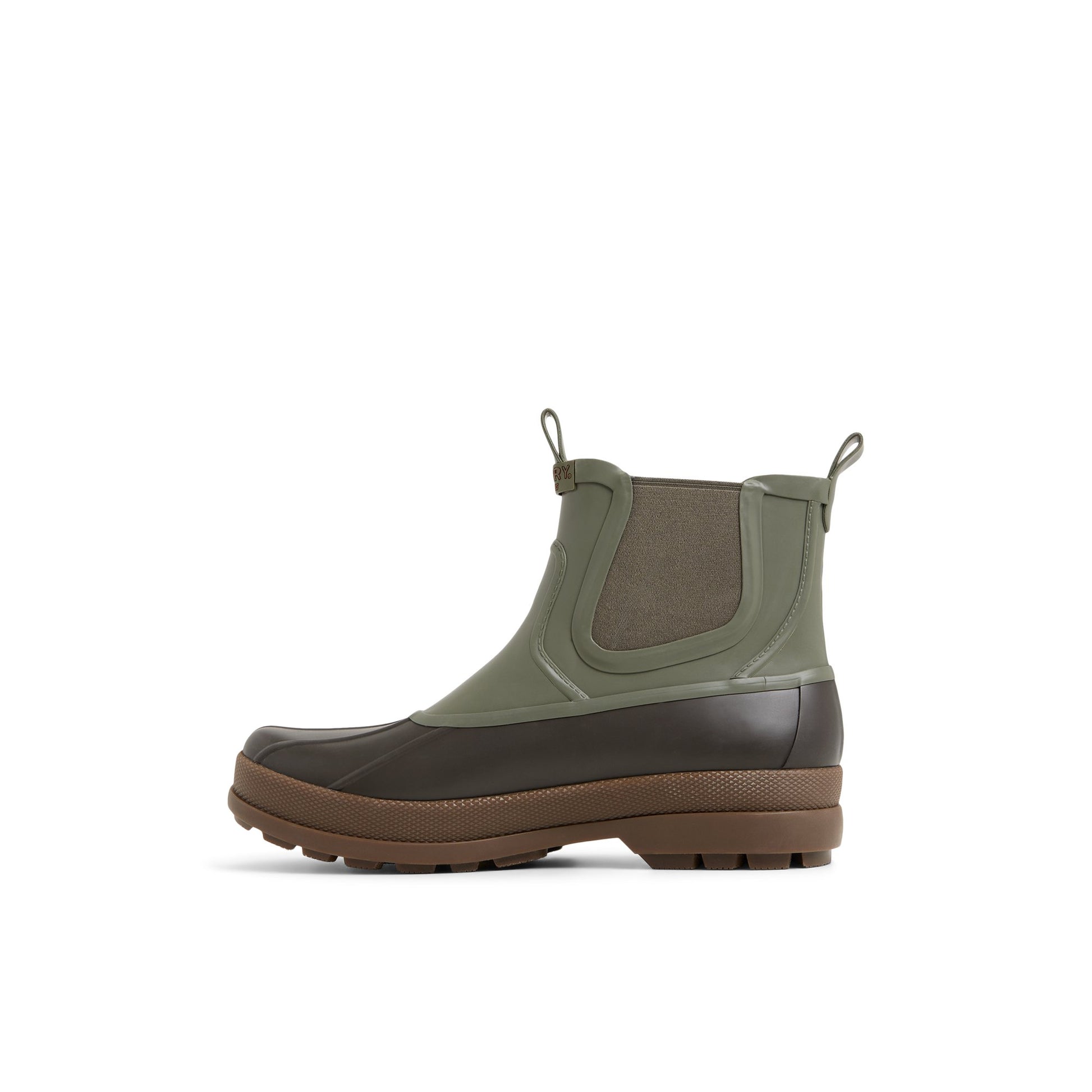 Three-quarter angle of Olive Clifton Boot Chelsea Rain Boot's back side