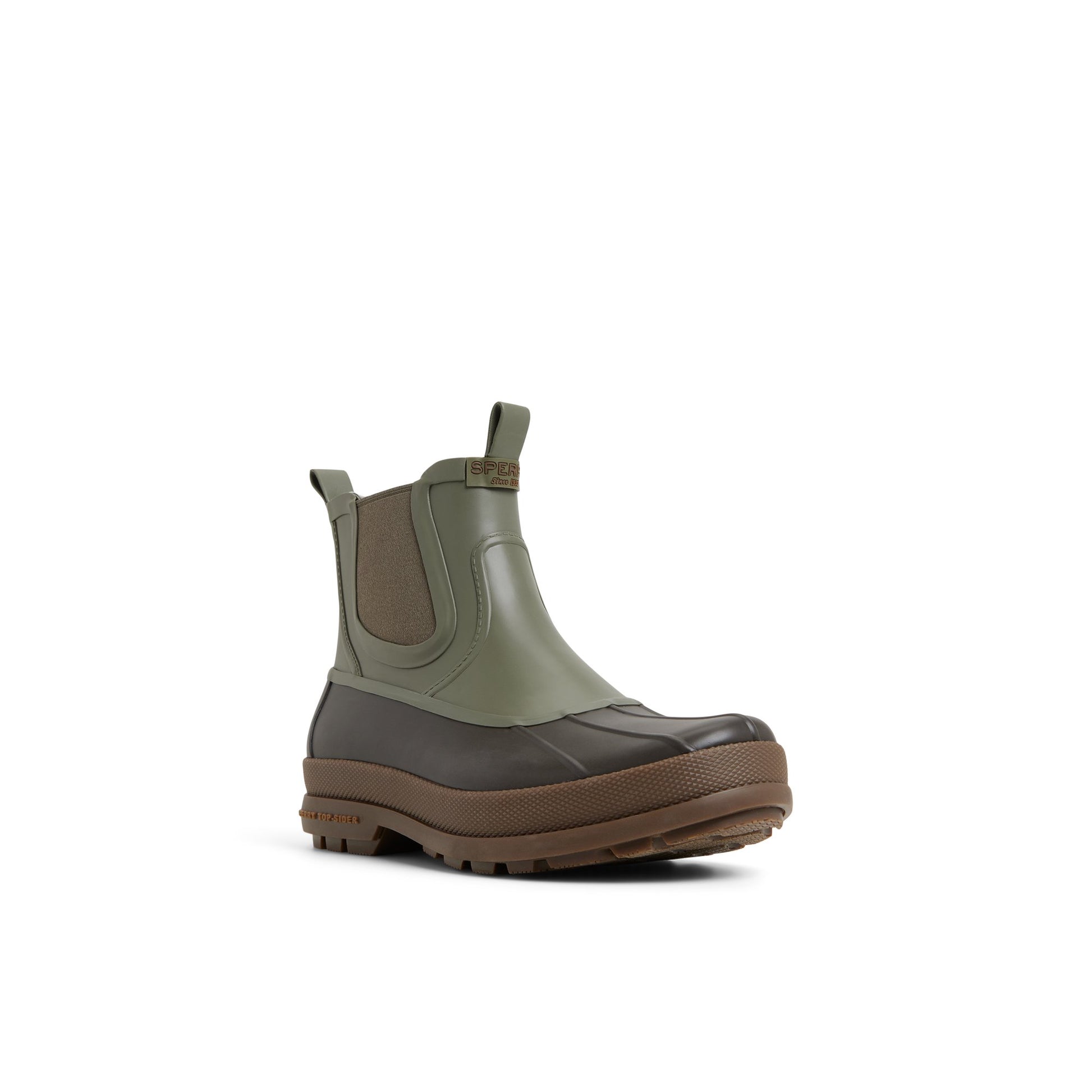 Side view of Olive Clifton Boot Chelsea Rain Boot