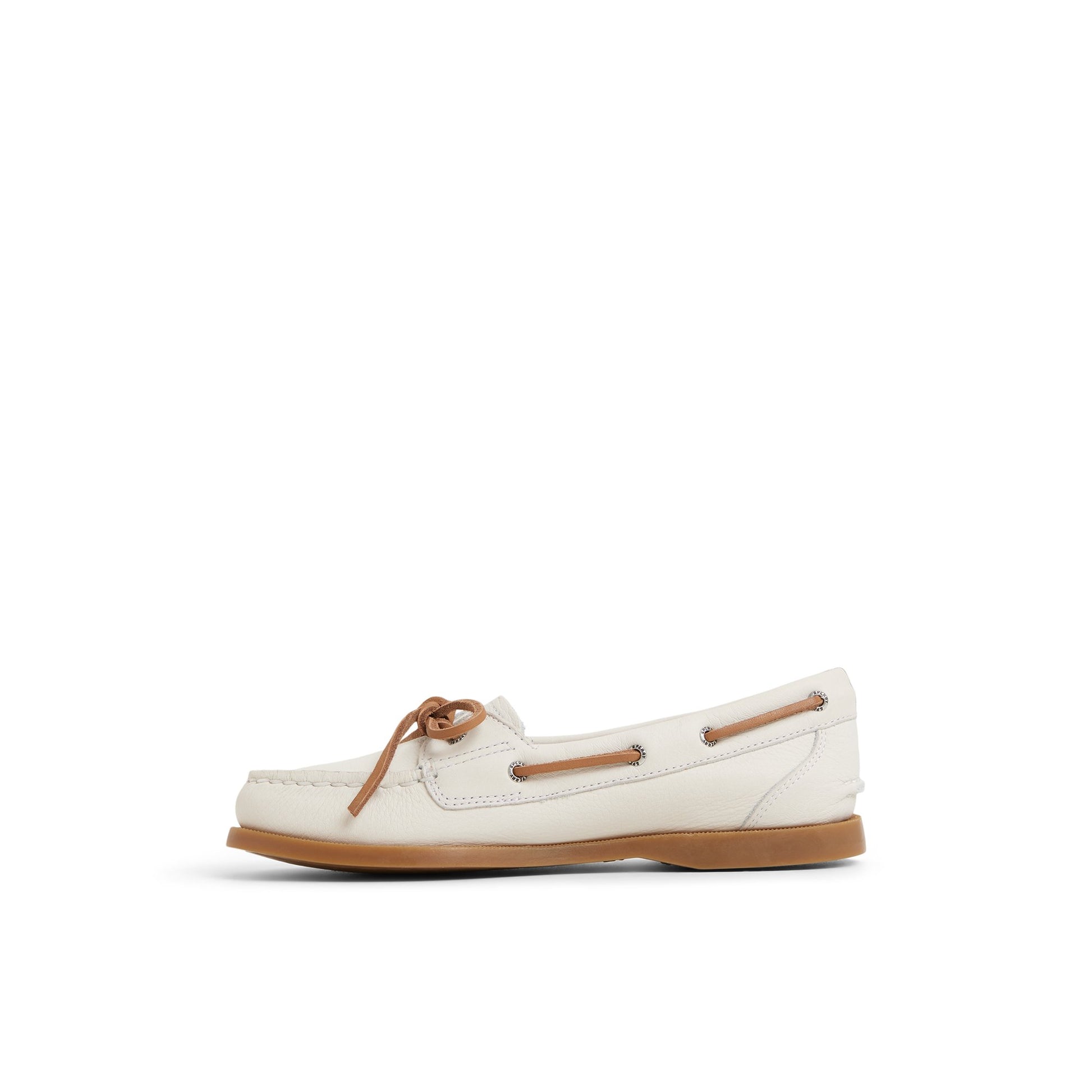 Three-quarter angle of Cream Authentic Original™ 1 Eye Boat Shoe Boat Shoes's back side