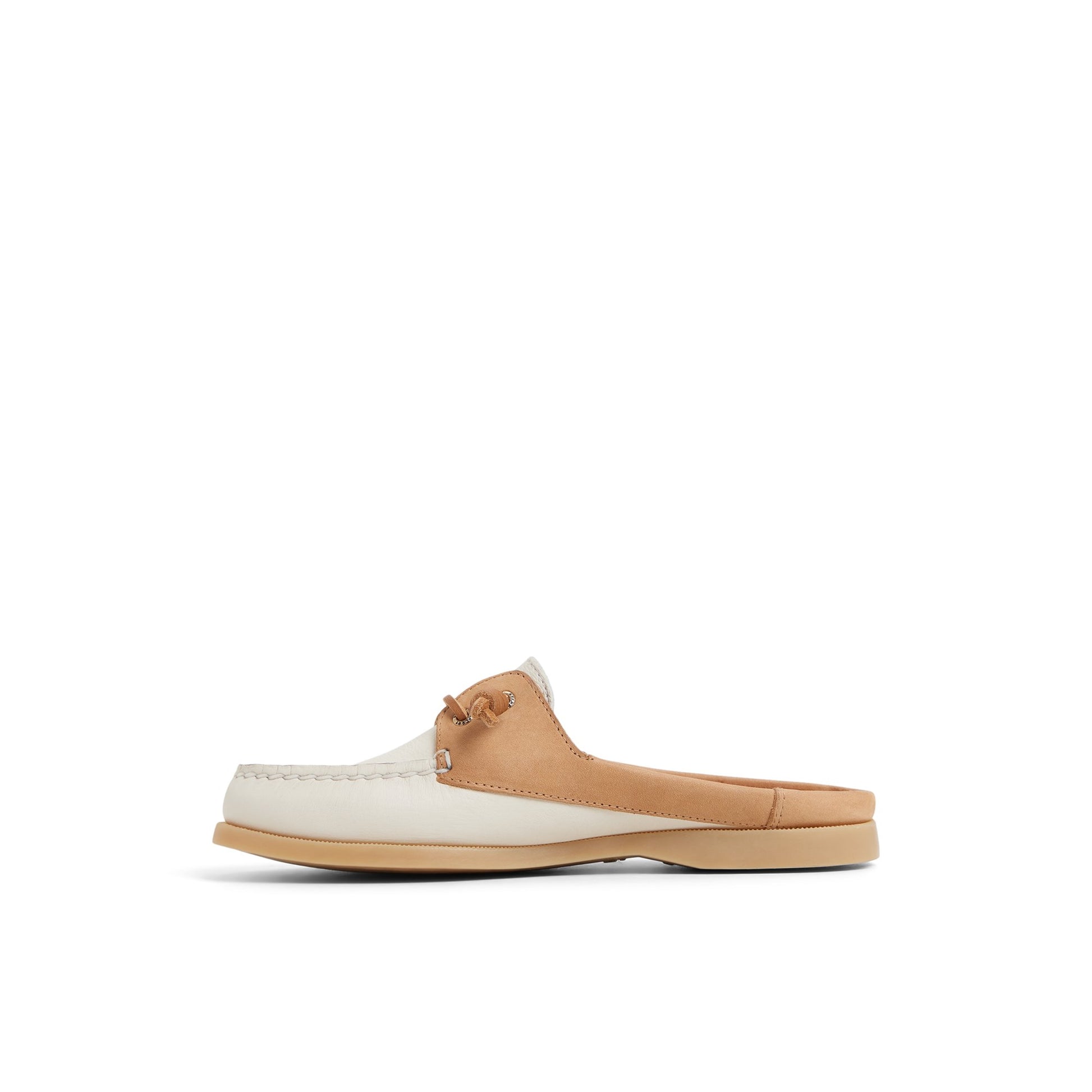 Three-quarter angle of Cream Authentic Original™ Mule Boat Shoe Mule's back side