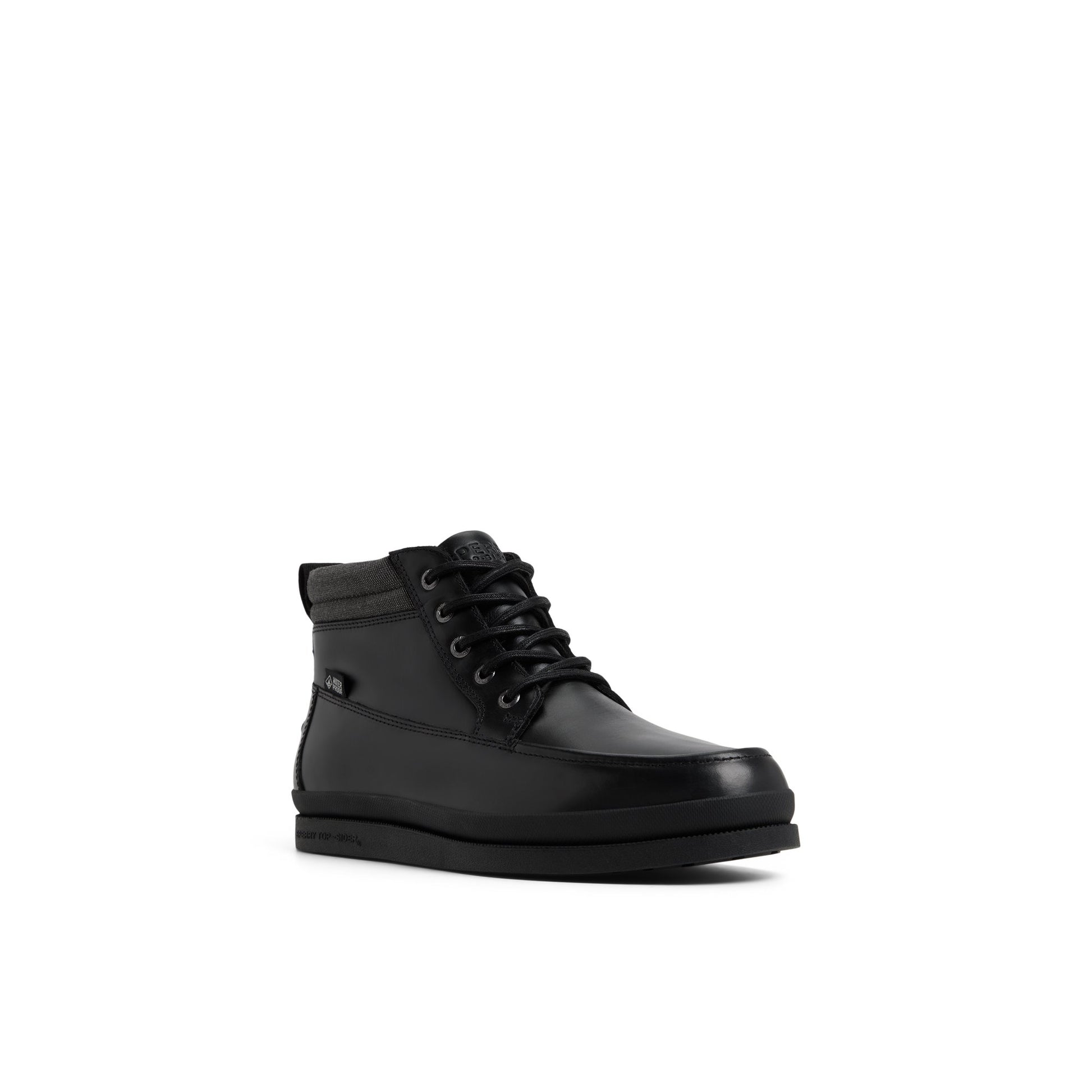 Side view of Black Tour Moc Mid Top Sneaker Chukka Boots