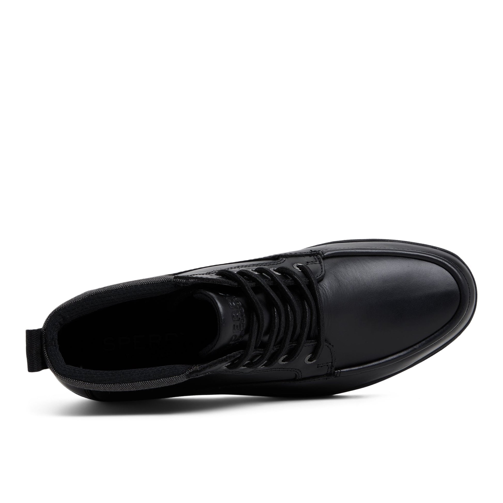 Top-down view of the Black Tour Moc Mid Top Sneaker Chukka Boots