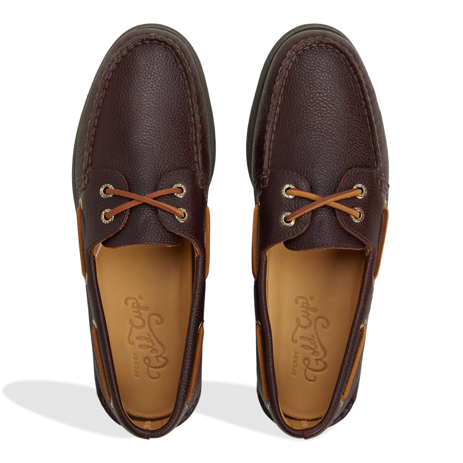 Top-down view of the Other Brown Gold Cup™ Authentic Original™ 2-Eye Boat Shoe Boat Shoes