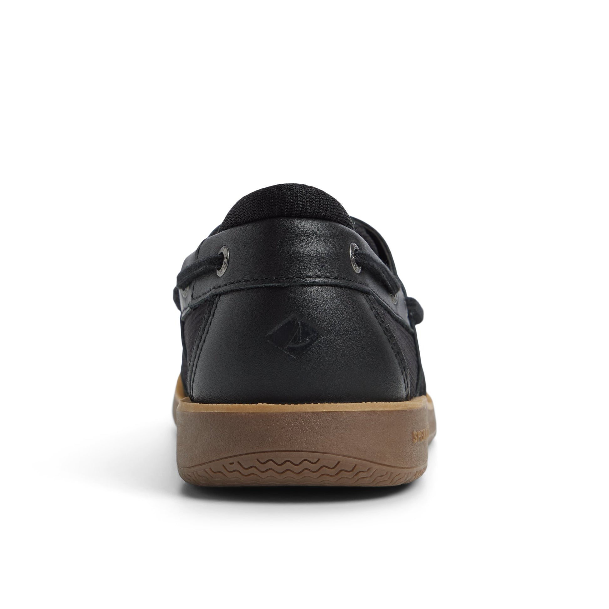 Three-quarter angle of Black Surveyor 2 Eye Boat Shoes Boat Shoes's front side