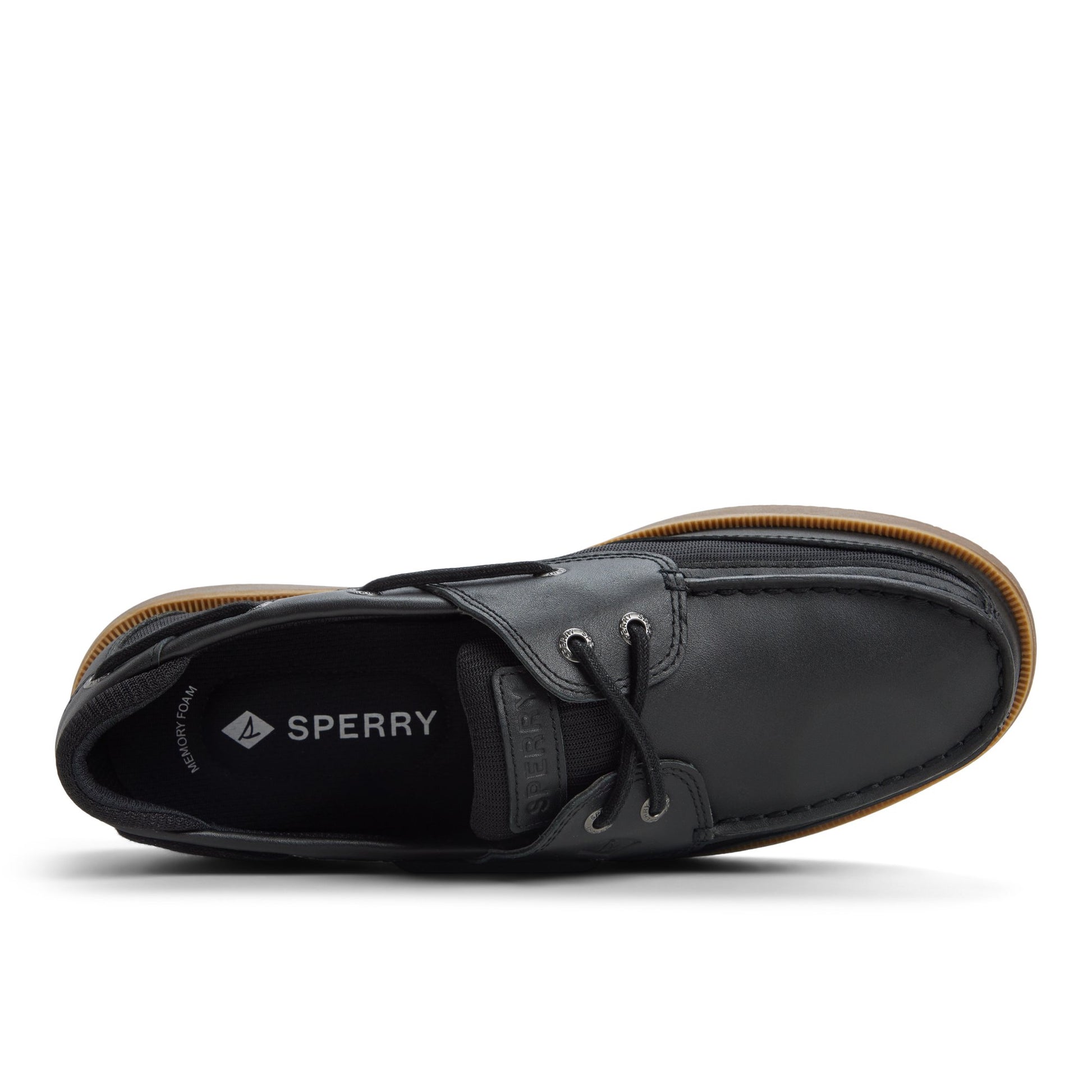 Top-down view of the Black Surveyor 2 Eye Boat Shoes Boat Shoes