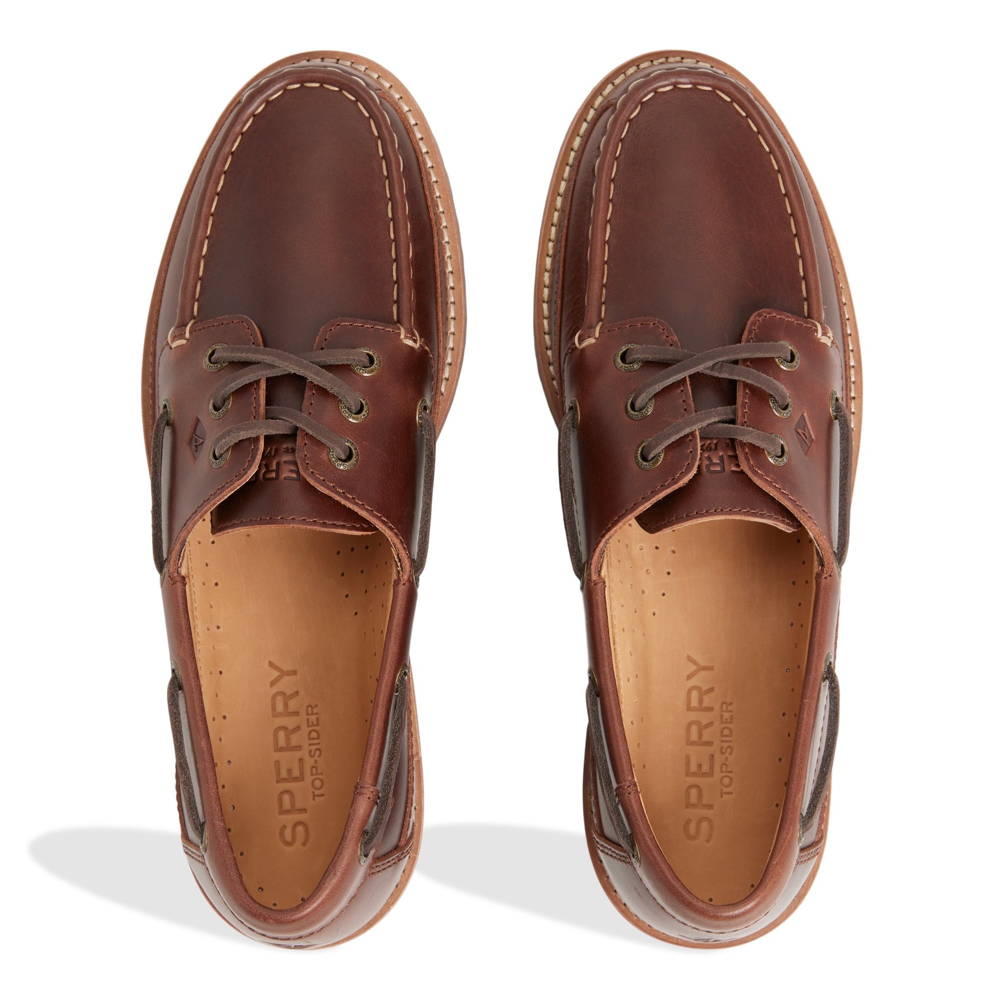 Top-down view of the Other Brown Authentic Original™ 3 Eye Mini Lug Boat Shoe Boat Shoe
