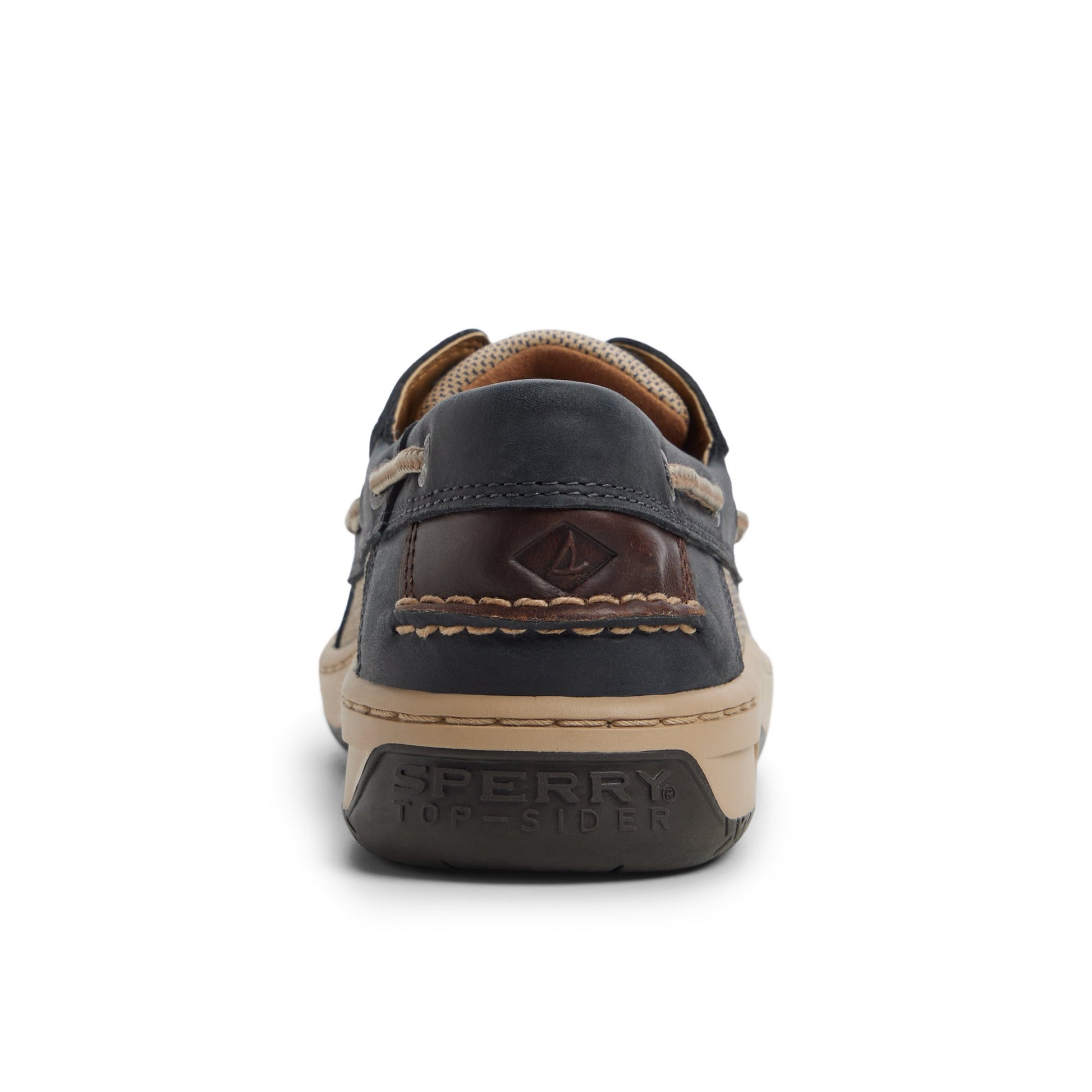Three-quarter angle of Navy Billfish 3-Eye Boat Shoe Boat Shoes's front side