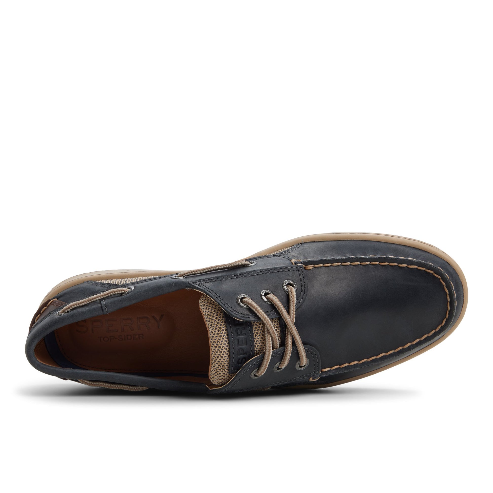 Top-down view of the Navy Billfish 3-Eye Boat Shoe Boat Shoes