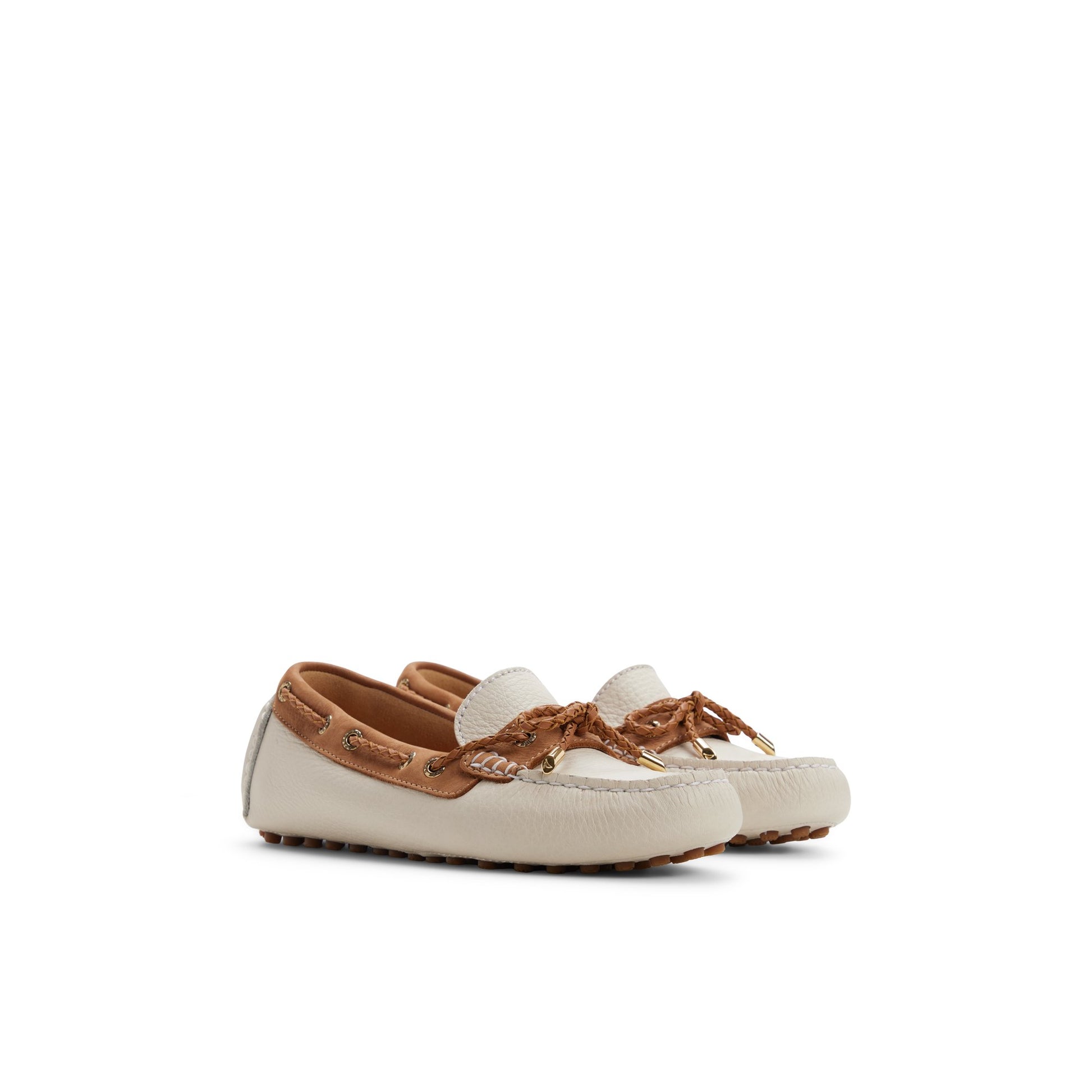 Side view of White combo Gold Cup™ Driver Loafer Loafers