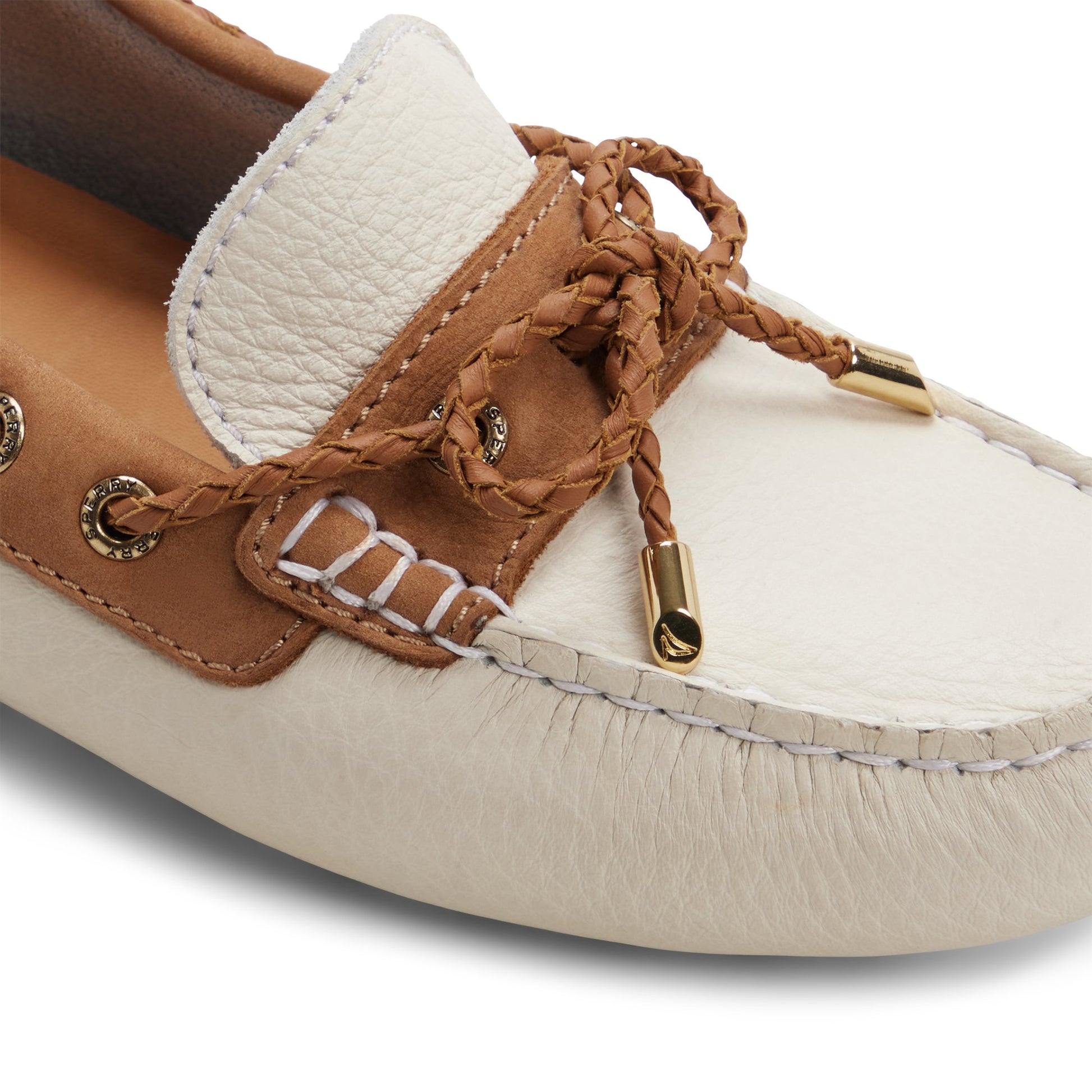 View of White combo Gold Cup™ Driver Loafer Loafers's sole