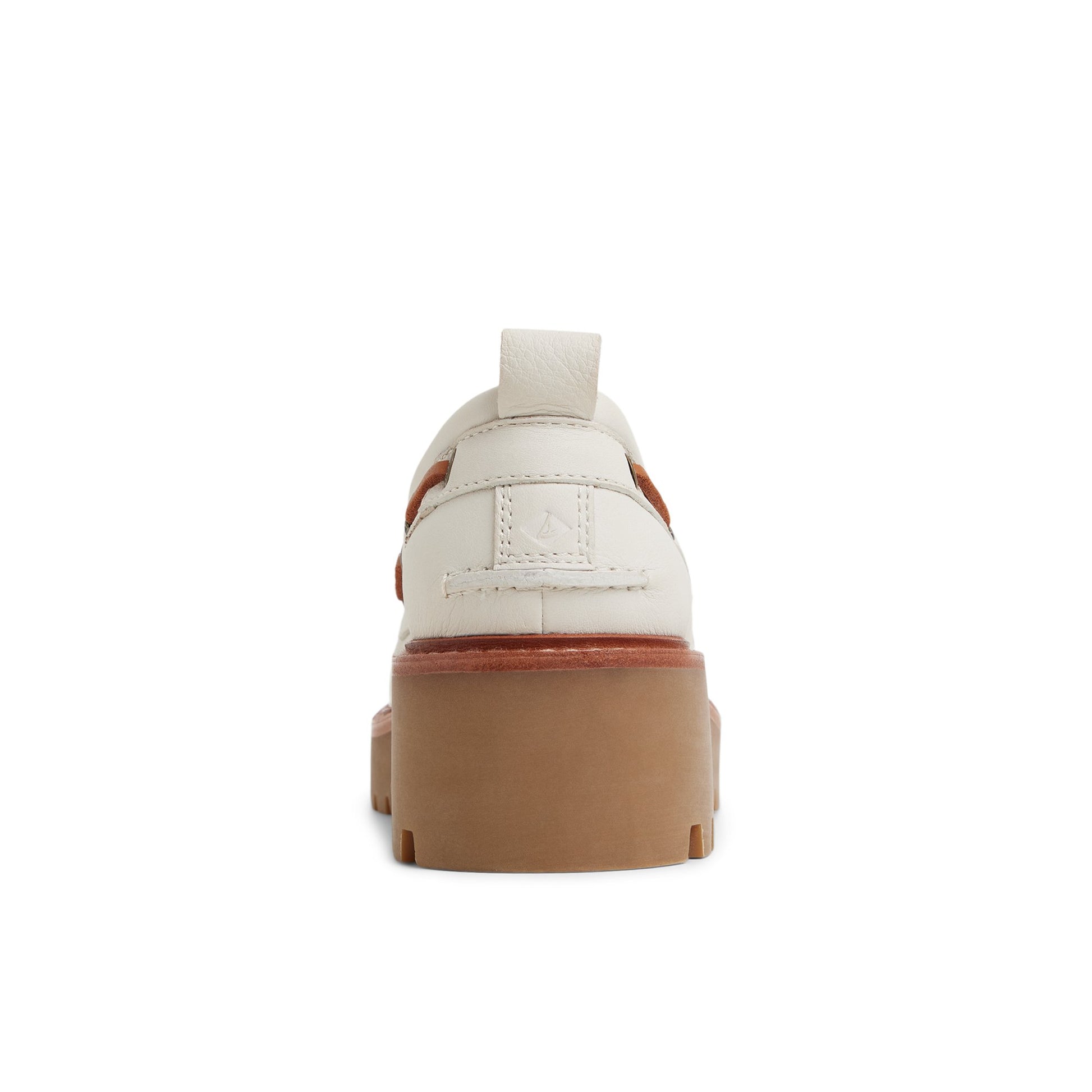 Three-quarter angle of Cream Authentic Original™ Lug 2-Eye Boat Shoe Boat Shoe's front side