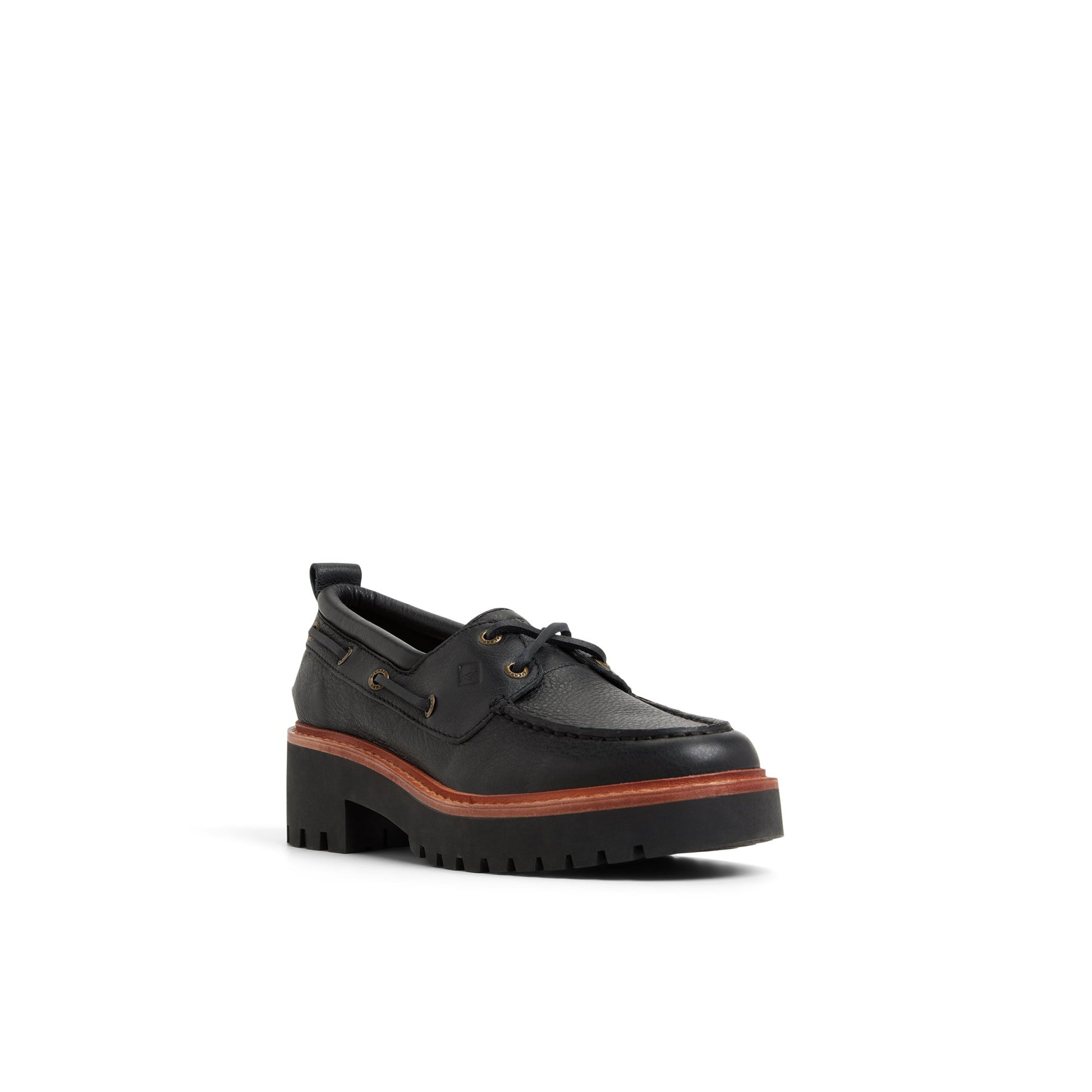 Side view of Black Authentic Original™ Lug 2-Eye Boat Shoe Boat Shoe