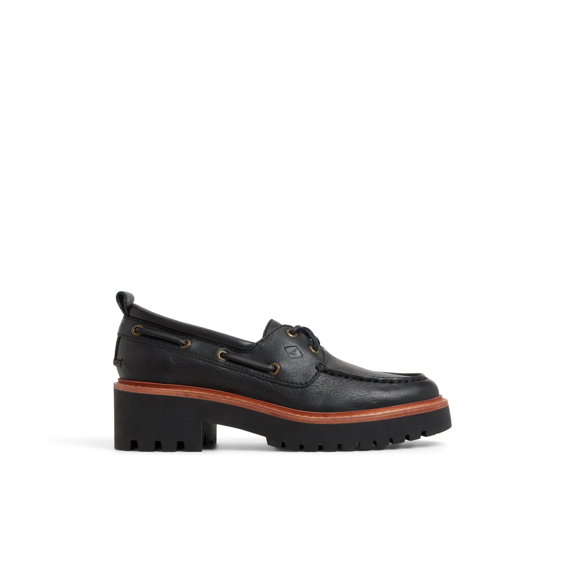 Main View of Black Authentic Original™ Lug 2-Eye Boat Shoe Boat Shoe for Womens