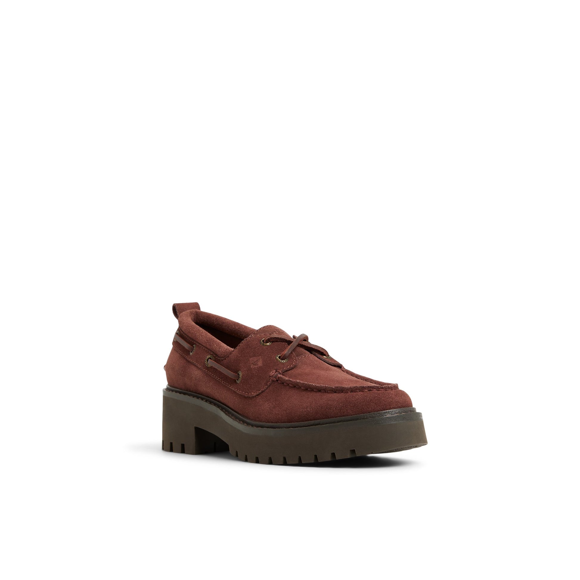 Side view of Dark Choco Authentic Original™ Lug 2-Eye Boat Shoe Boat Shoe