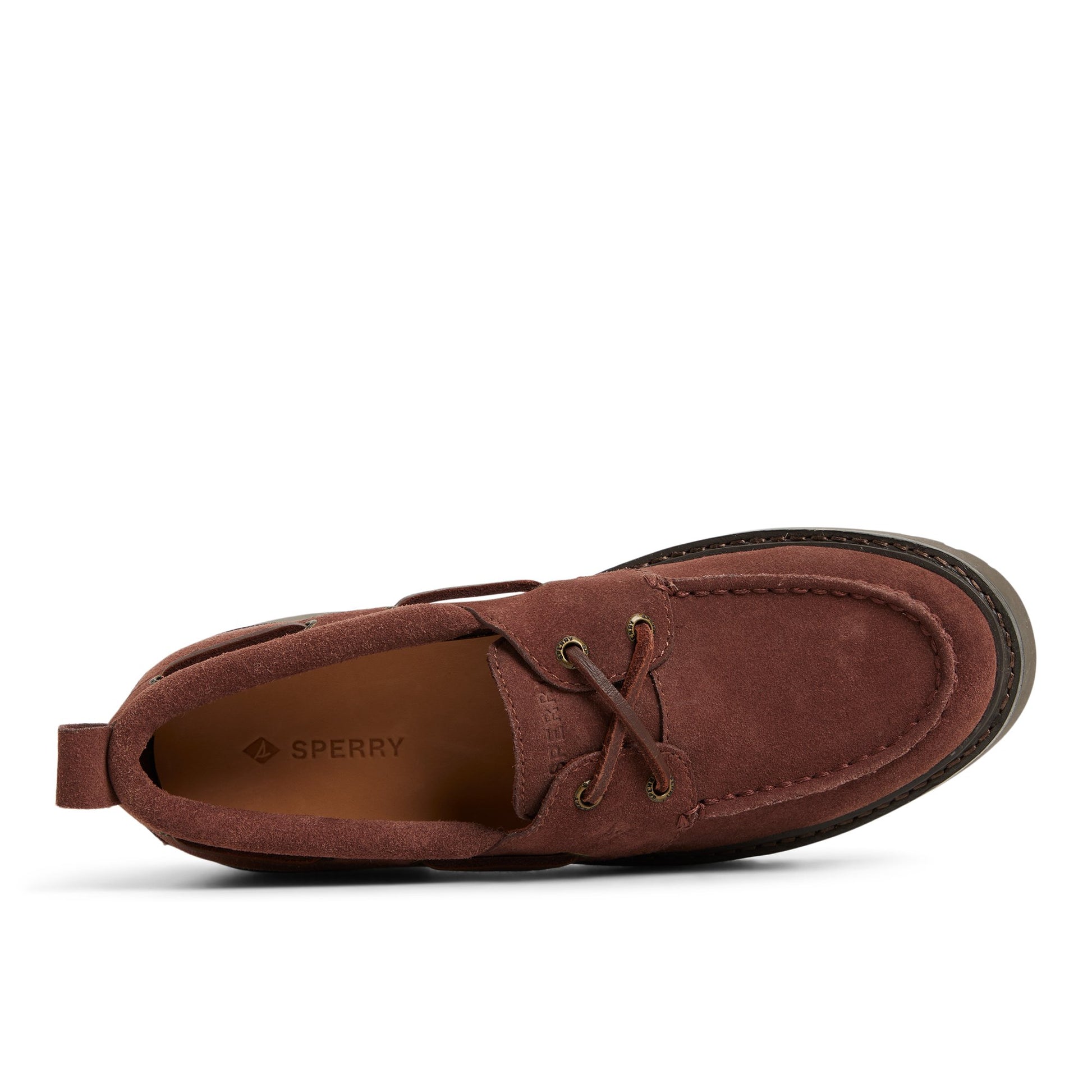 Top-down view of the Dark Choco Authentic Original™ Lug 2-Eye Boat Shoe Boat Shoe