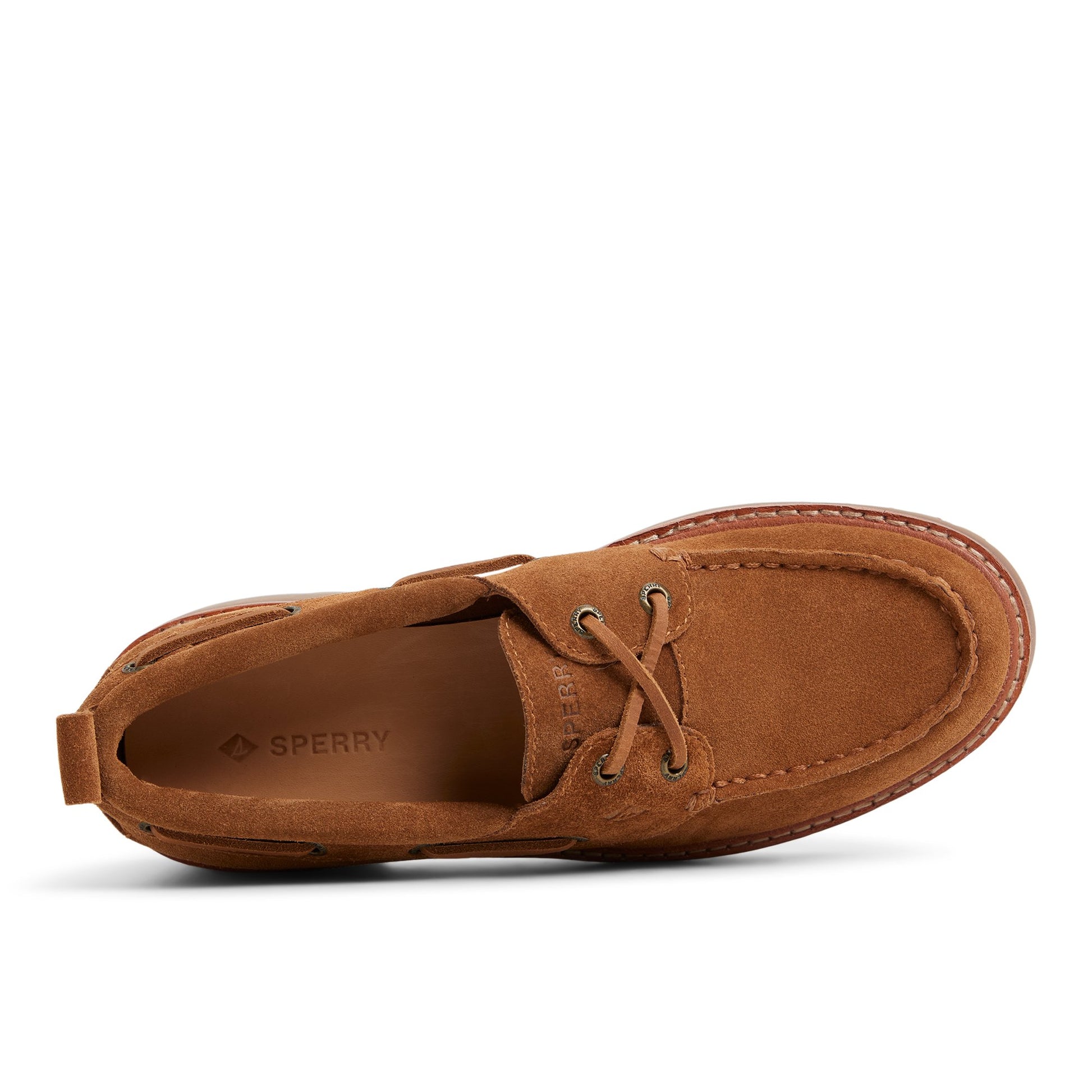 Top-down view of the Tan Authentic Original™ Lug 2-Eye Boat Shoe Boat Shoe
