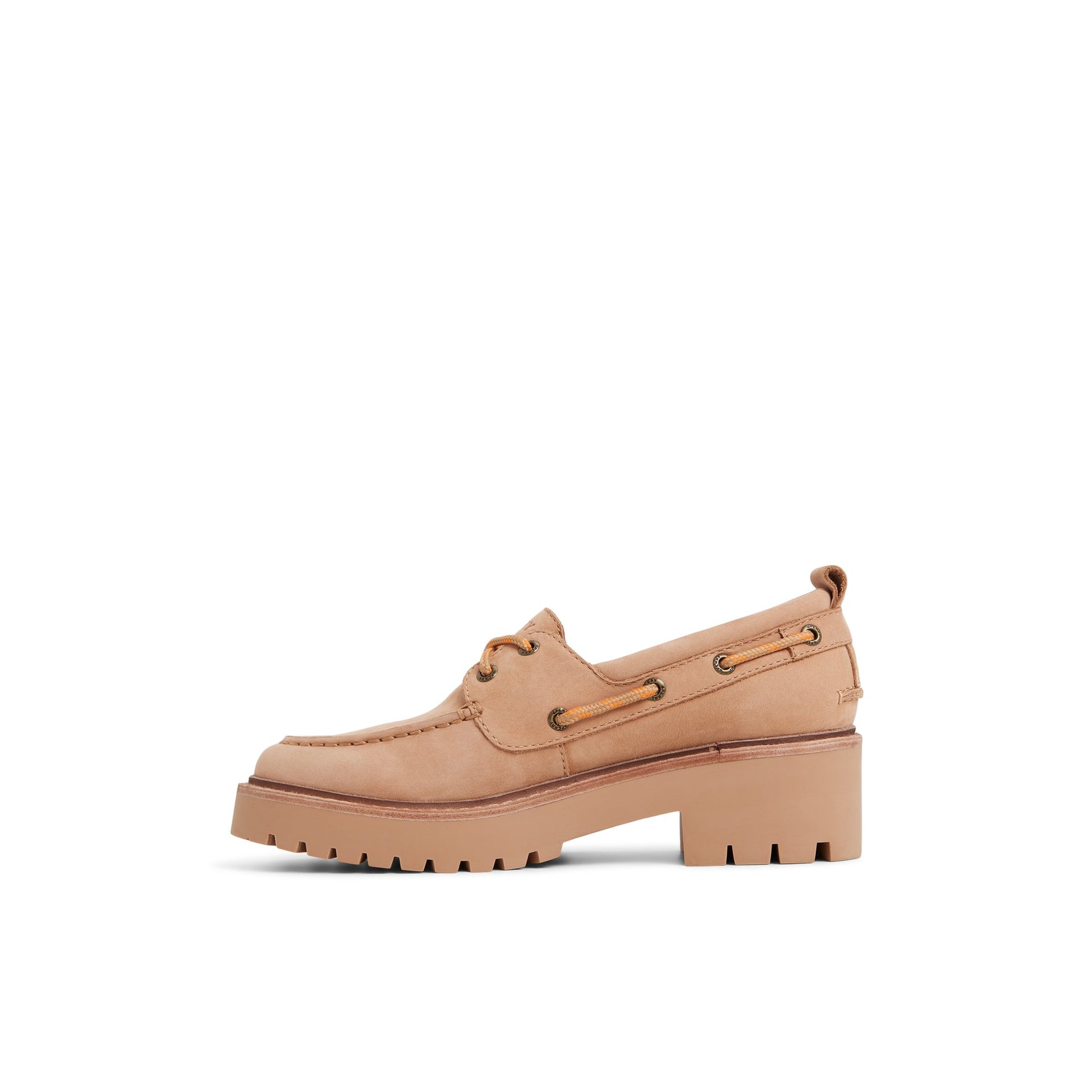 Three-quarter angle of Tan Authentic Original™ Lug 2-Eye Boat Shoe Boat Shoe's back side