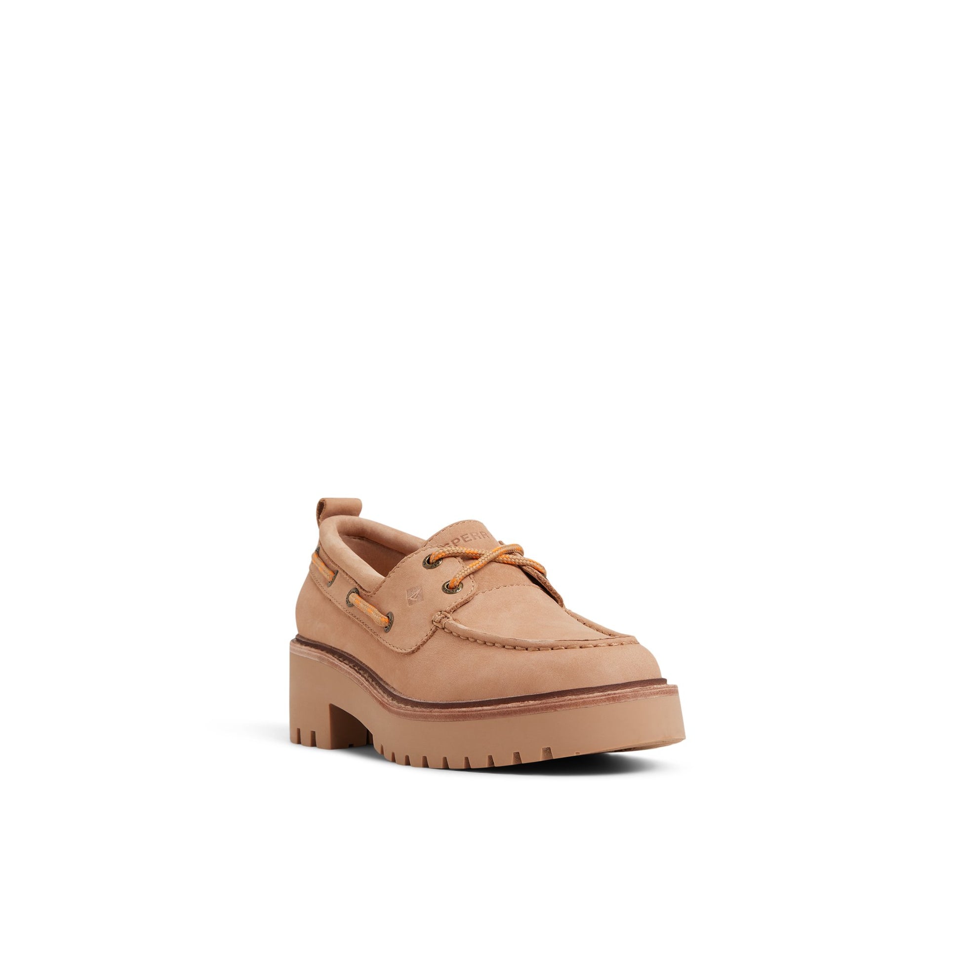 Side view of Tan Authentic Original™ Lug 2-Eye Boat Shoe Boat Shoe