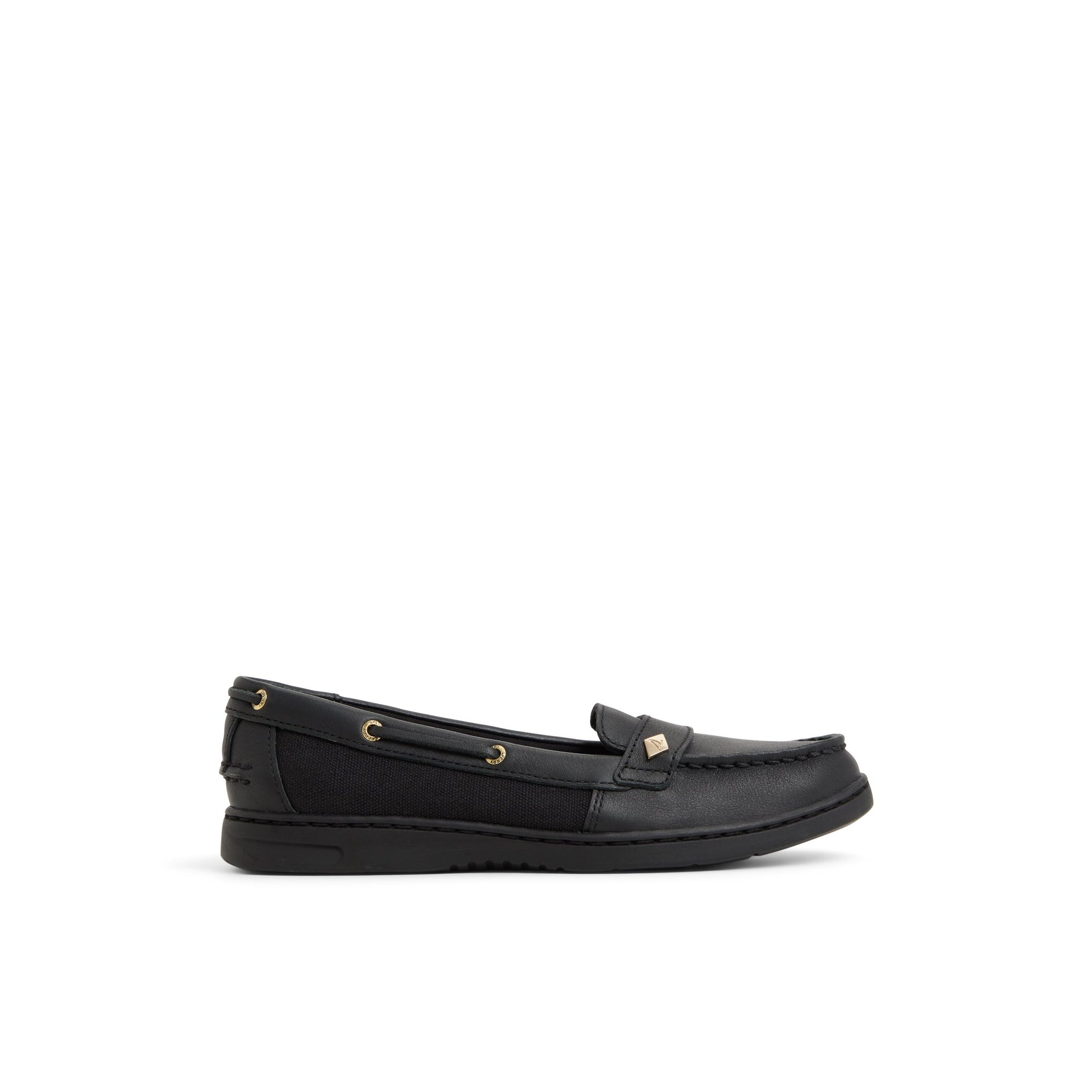Main View of Black MinnowFish Loafer Boat Shoe Loafer for Womens