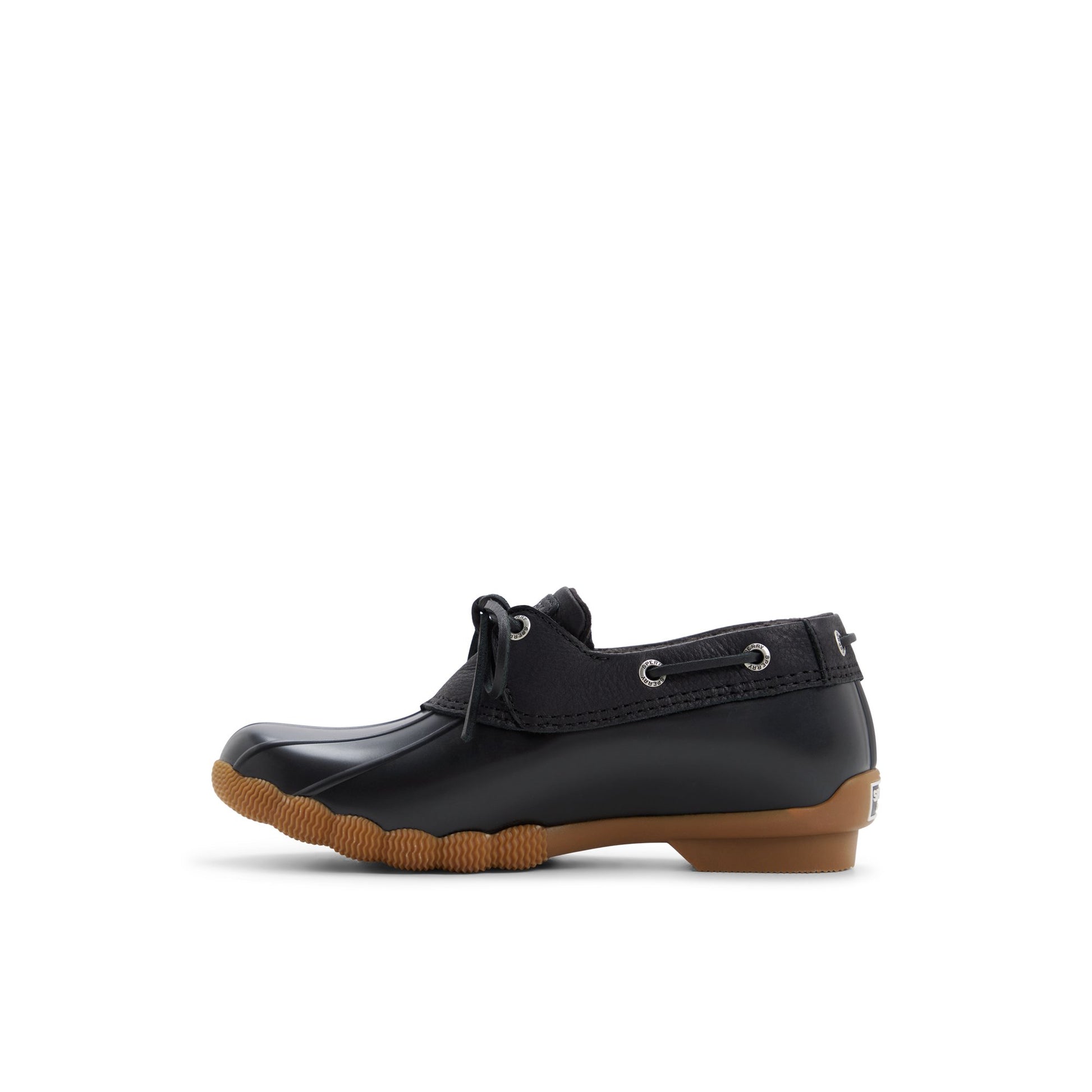 Three-quarter angle of Black Saltwater™ 1 Eye Duck Shoe Duck Boots's back side