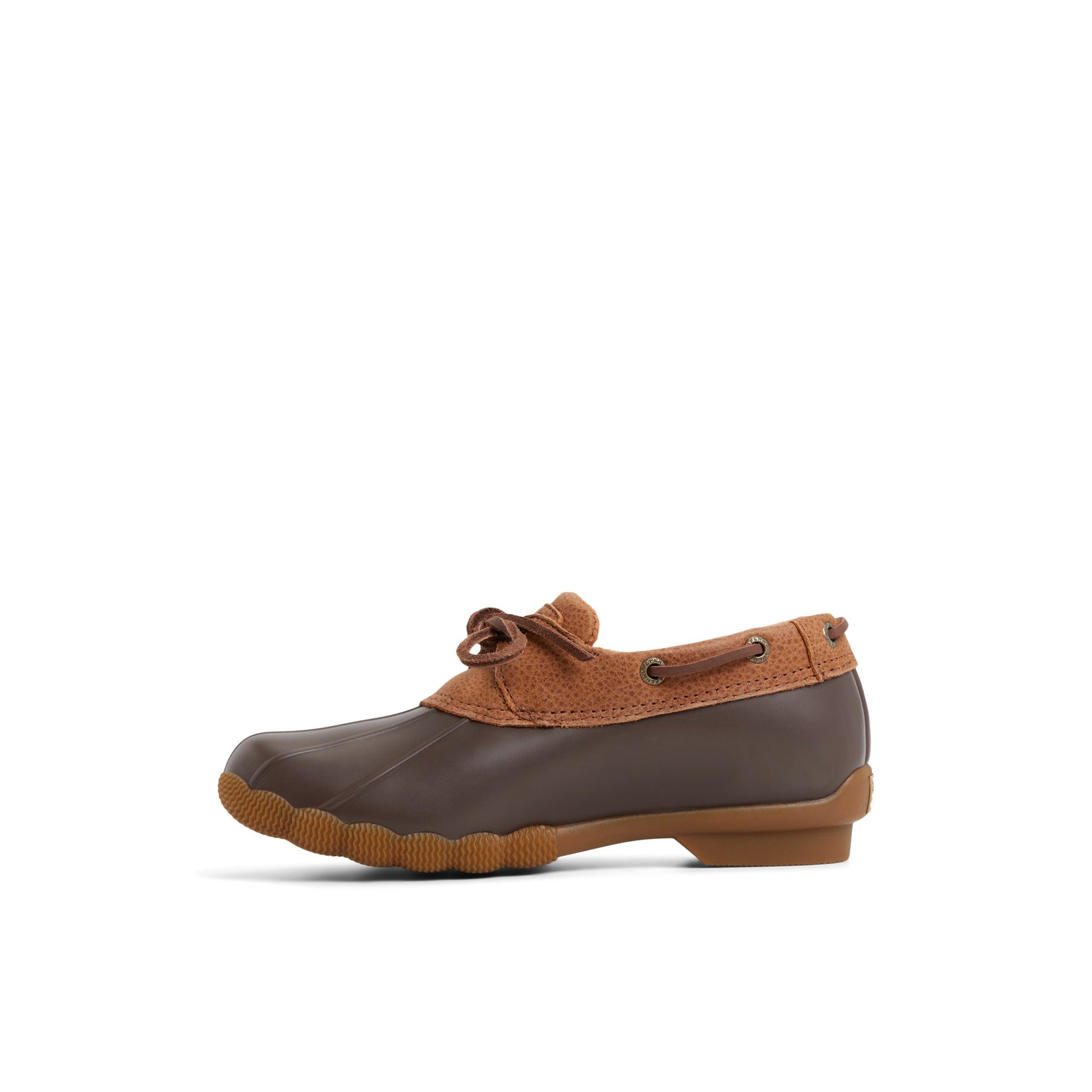 Three-quarter angle of Medium brown Saltwater™ 1 Eye Duck Shoe Duck Boots's back side