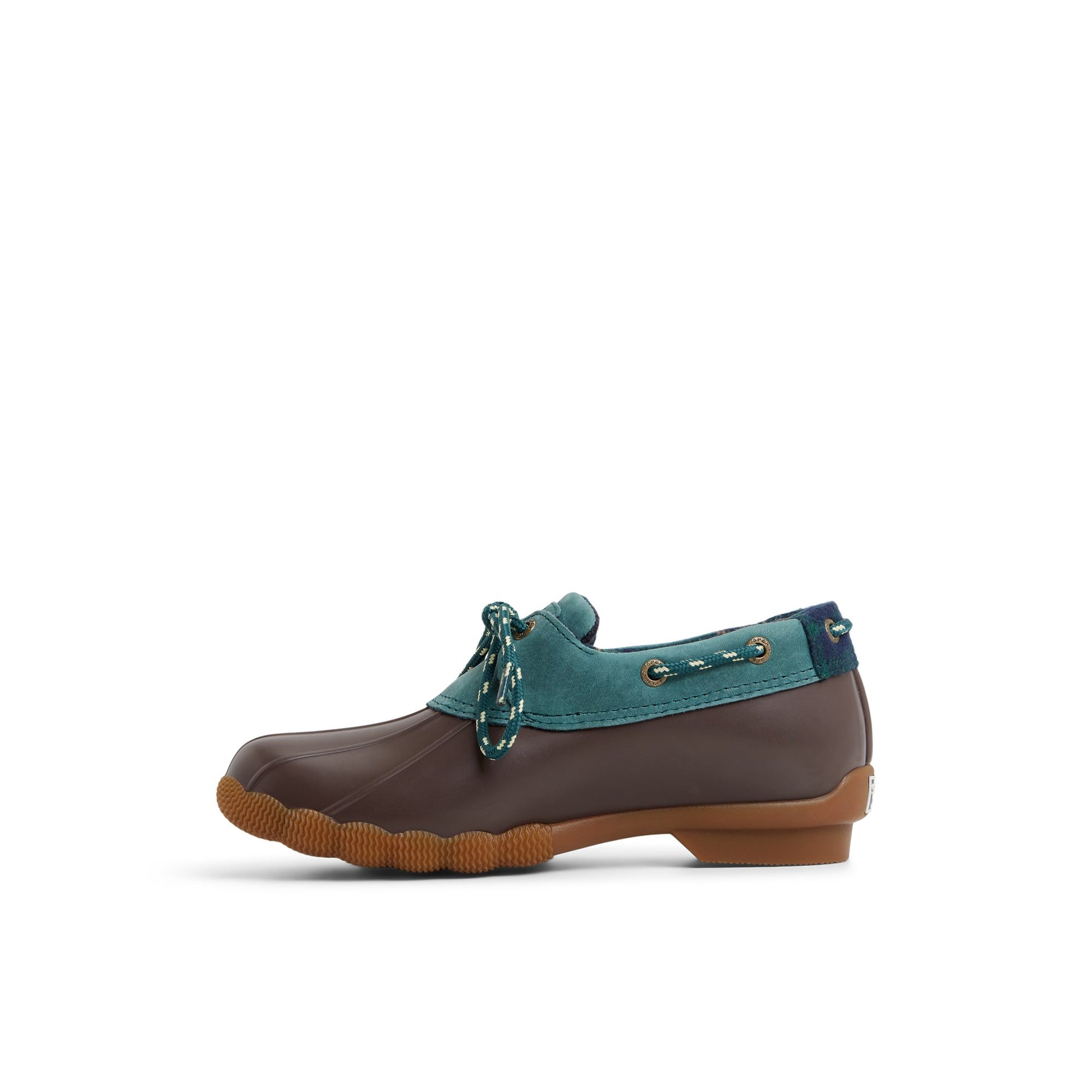 Three-quarter angle of Dark brown Saltwater™ 1 Eye Duck Shoe Duck Boots's back side
